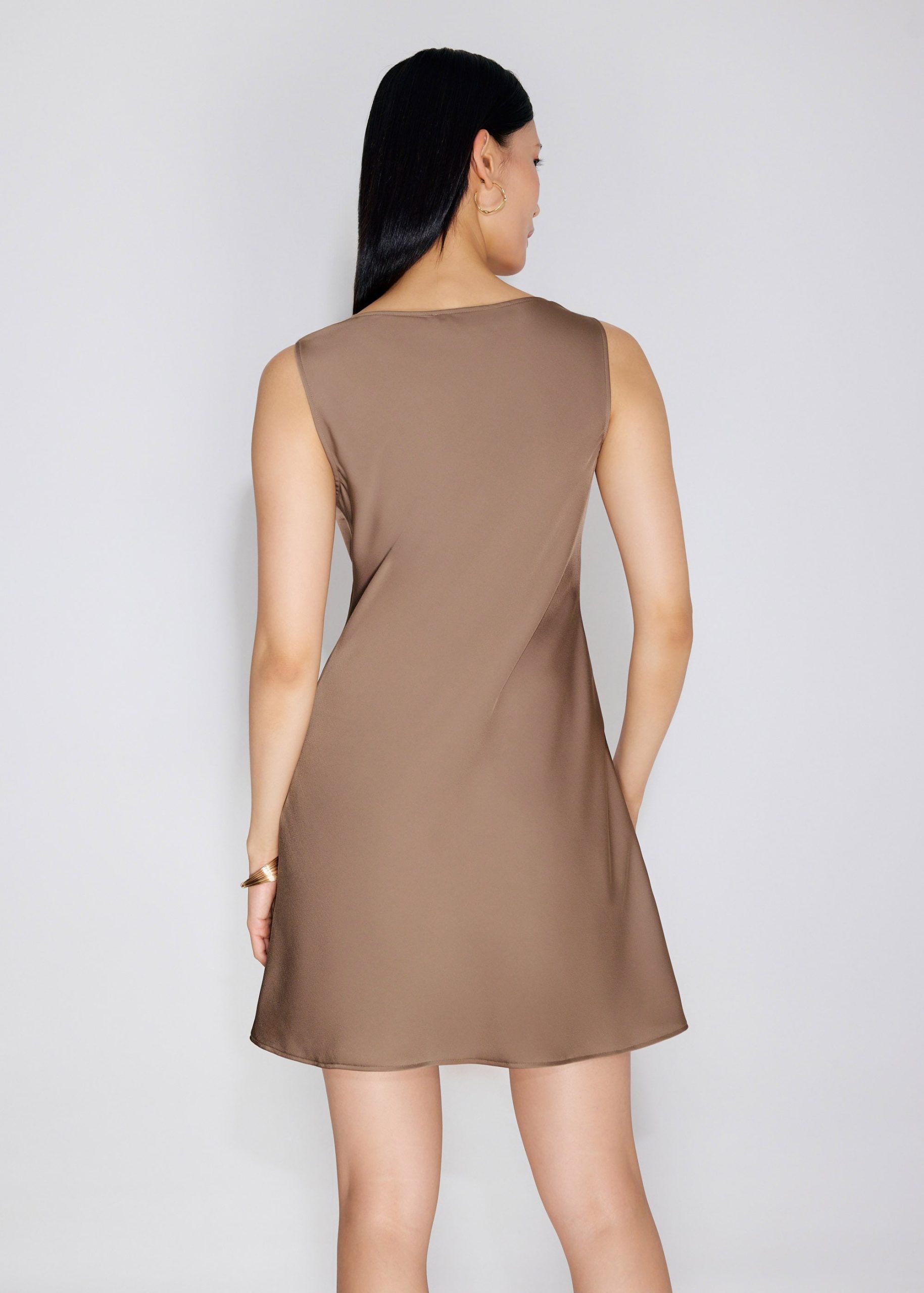 Erin Satin Cowl Neck A-line Mini Dress - Image 11