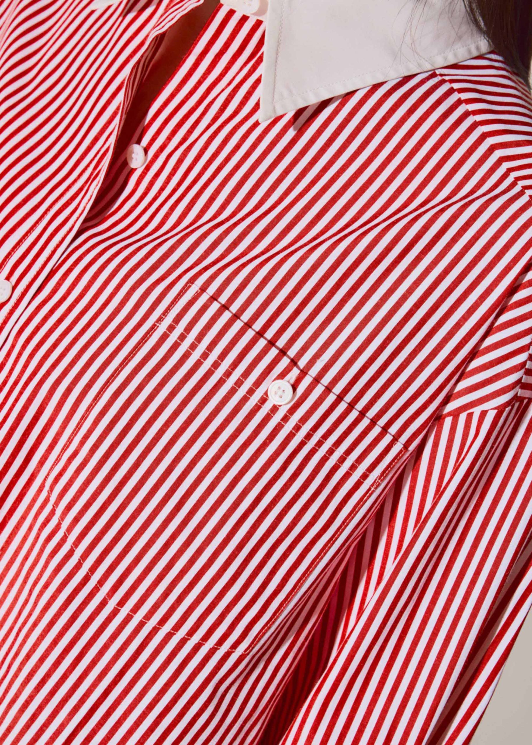 RuchedReady® Striped Cotton Collared Boxy Button Down Top - Image 6
