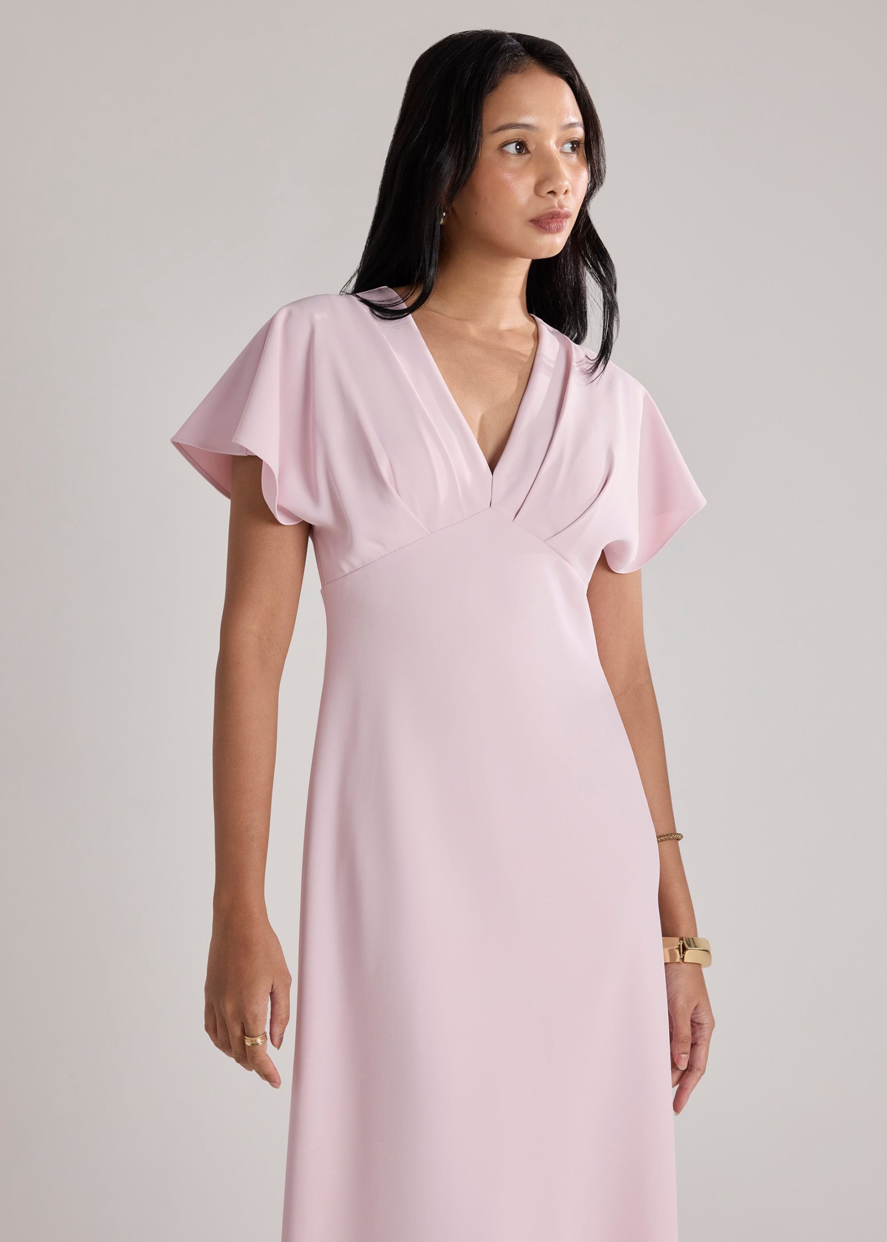 BraFree by LB Crepe Flutter Sleeves Dress - Image 9