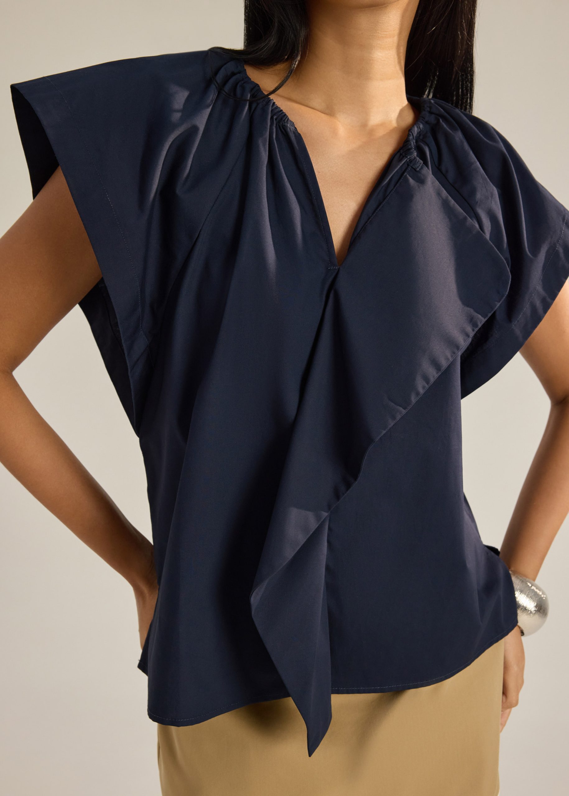 Keiko Cotton Draped Panel Top - Image 8