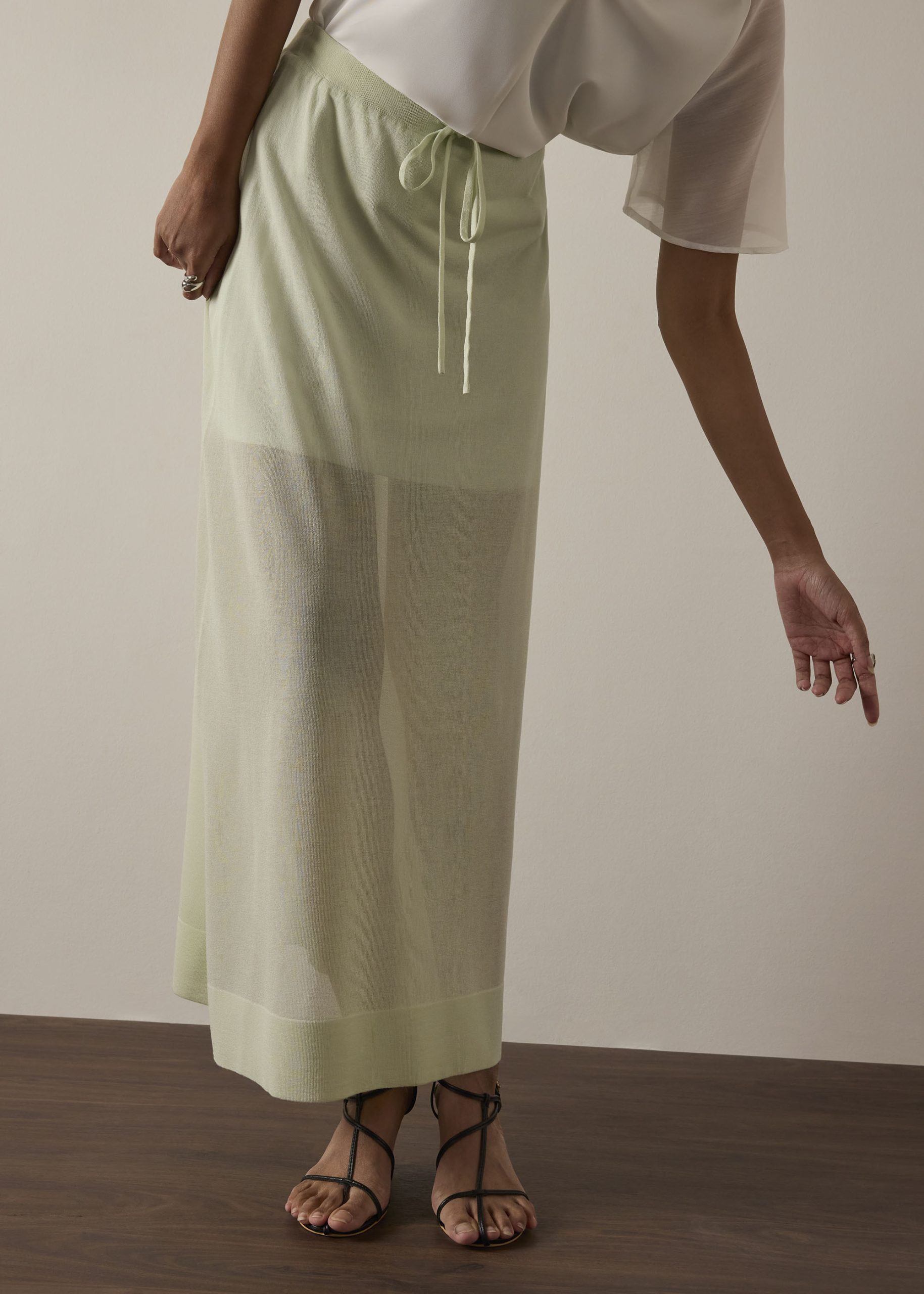 Sheer Knit A-line Maxi Skirt - Image 3