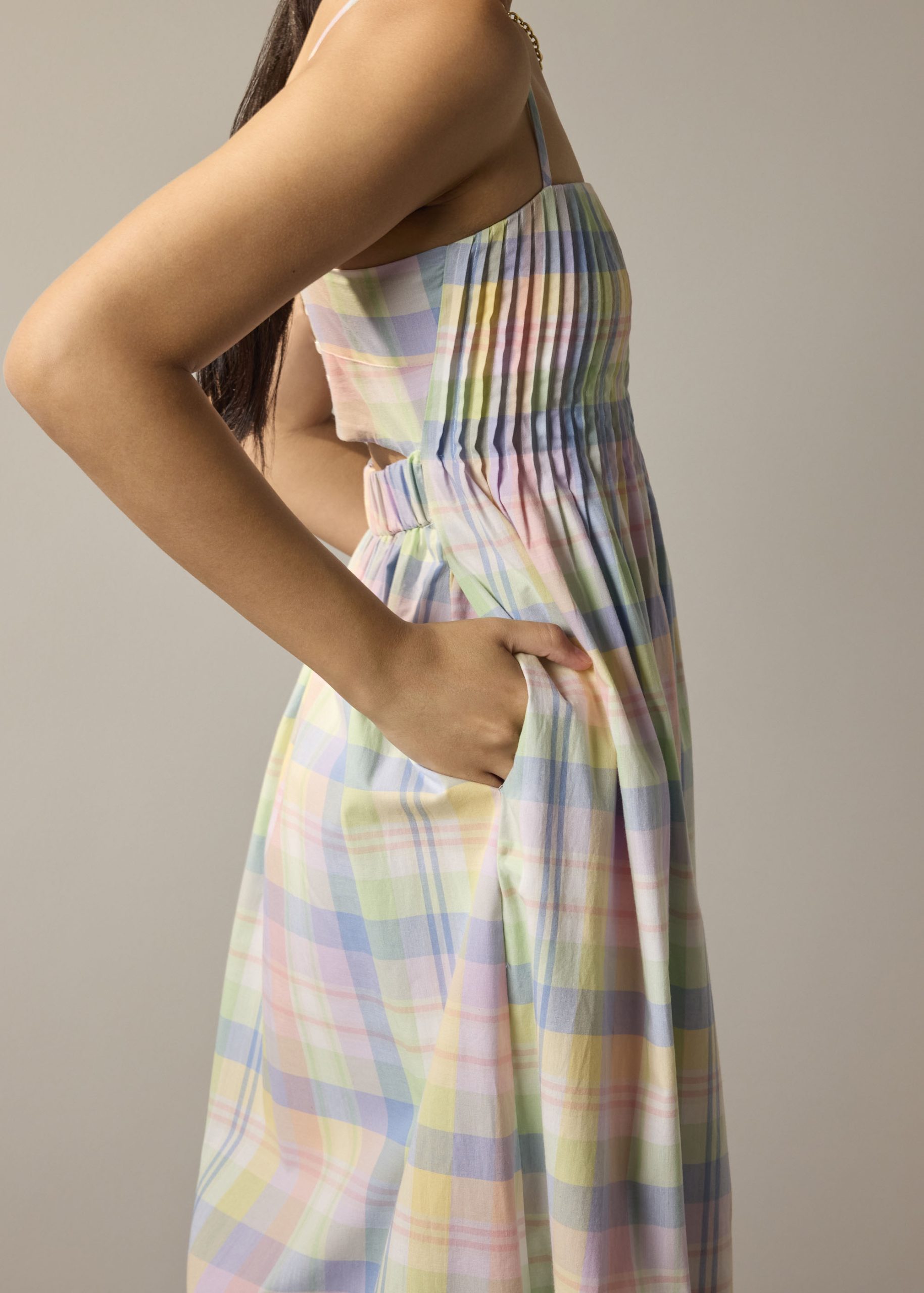 Checkered Cotton Fit & Flare Maxi Dress - Image 2