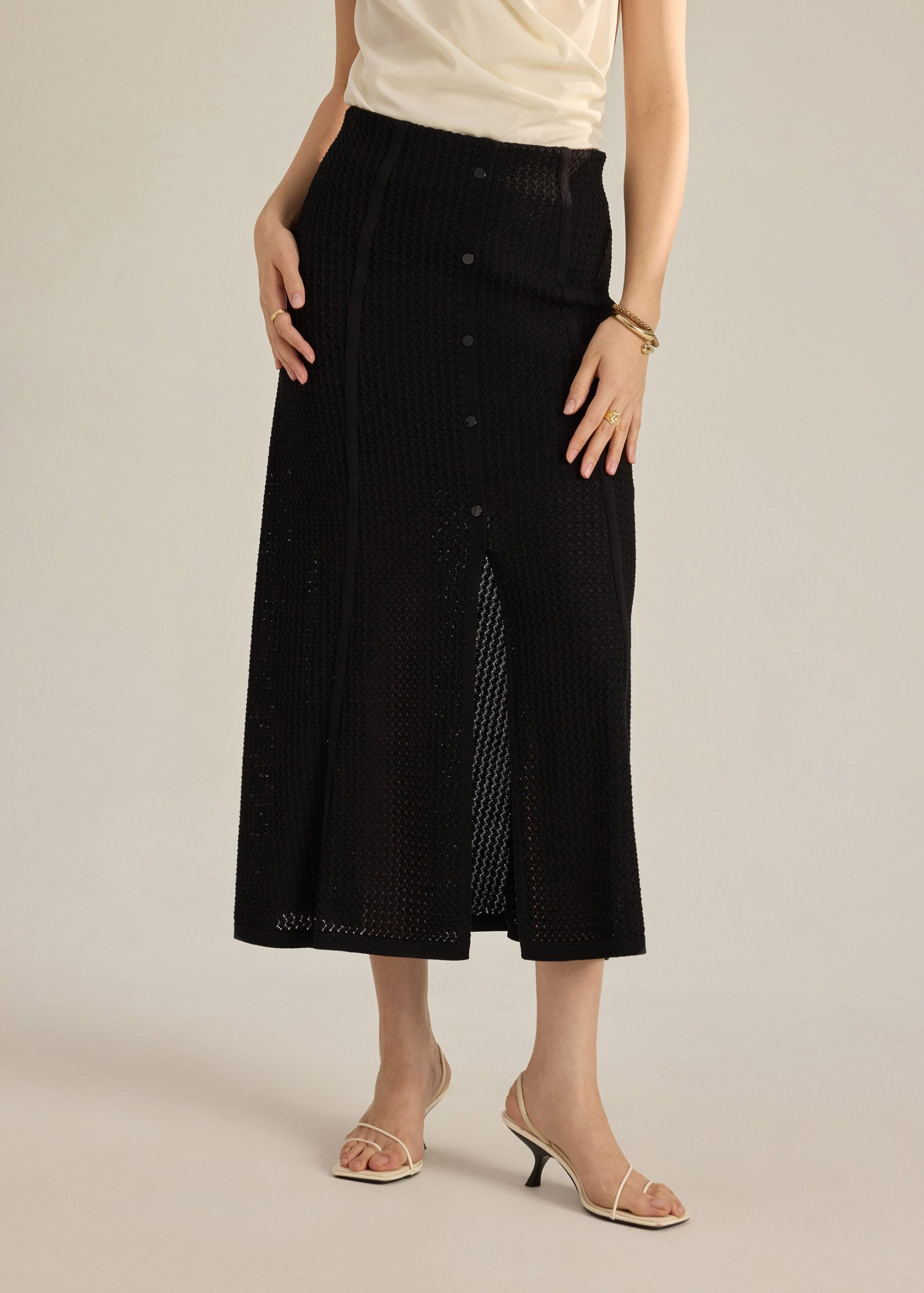 Nisa Waffle Knit A-Line Skirt - Image 3