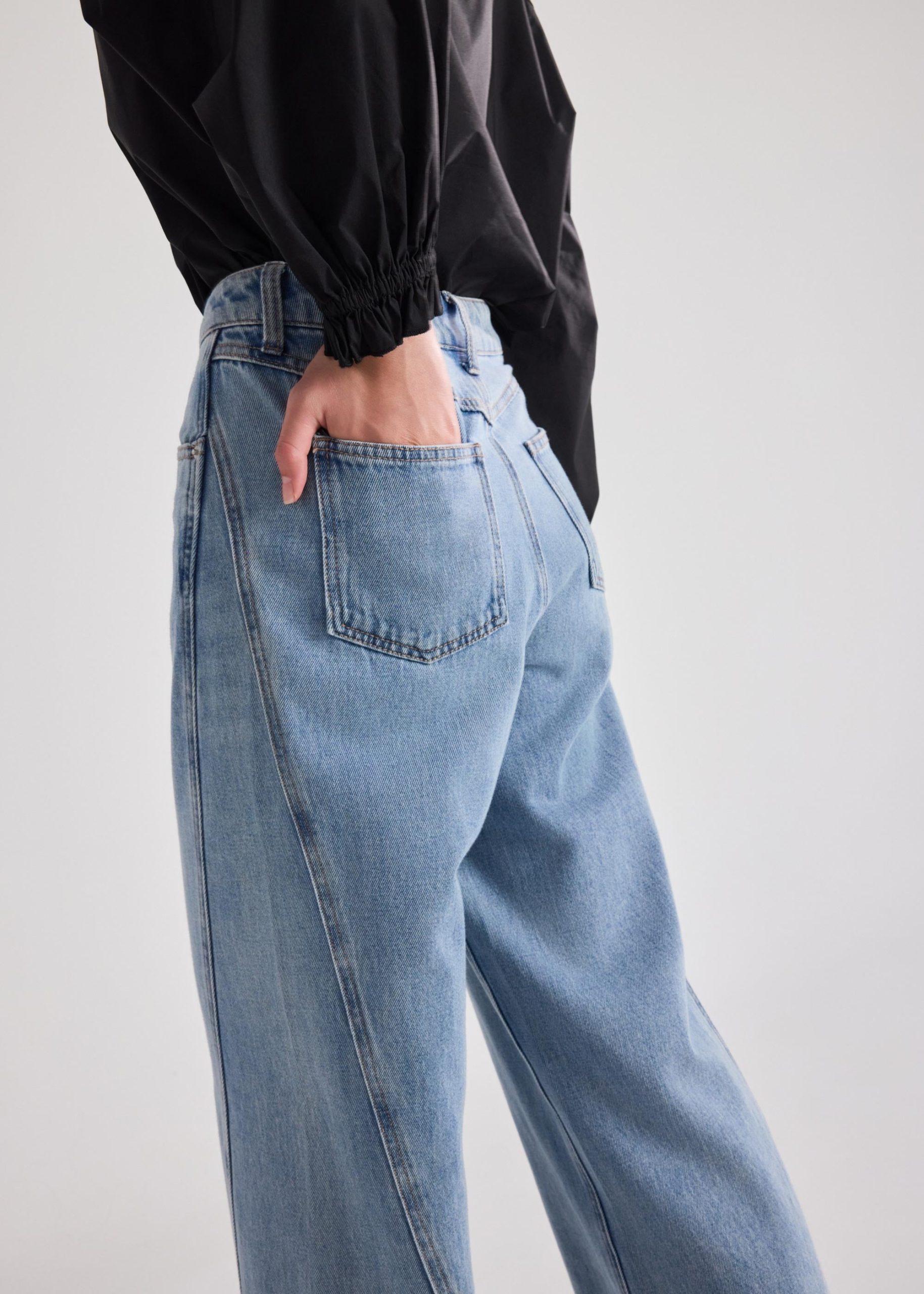 Wide Straight Leg Panelled Jeans - Image 12