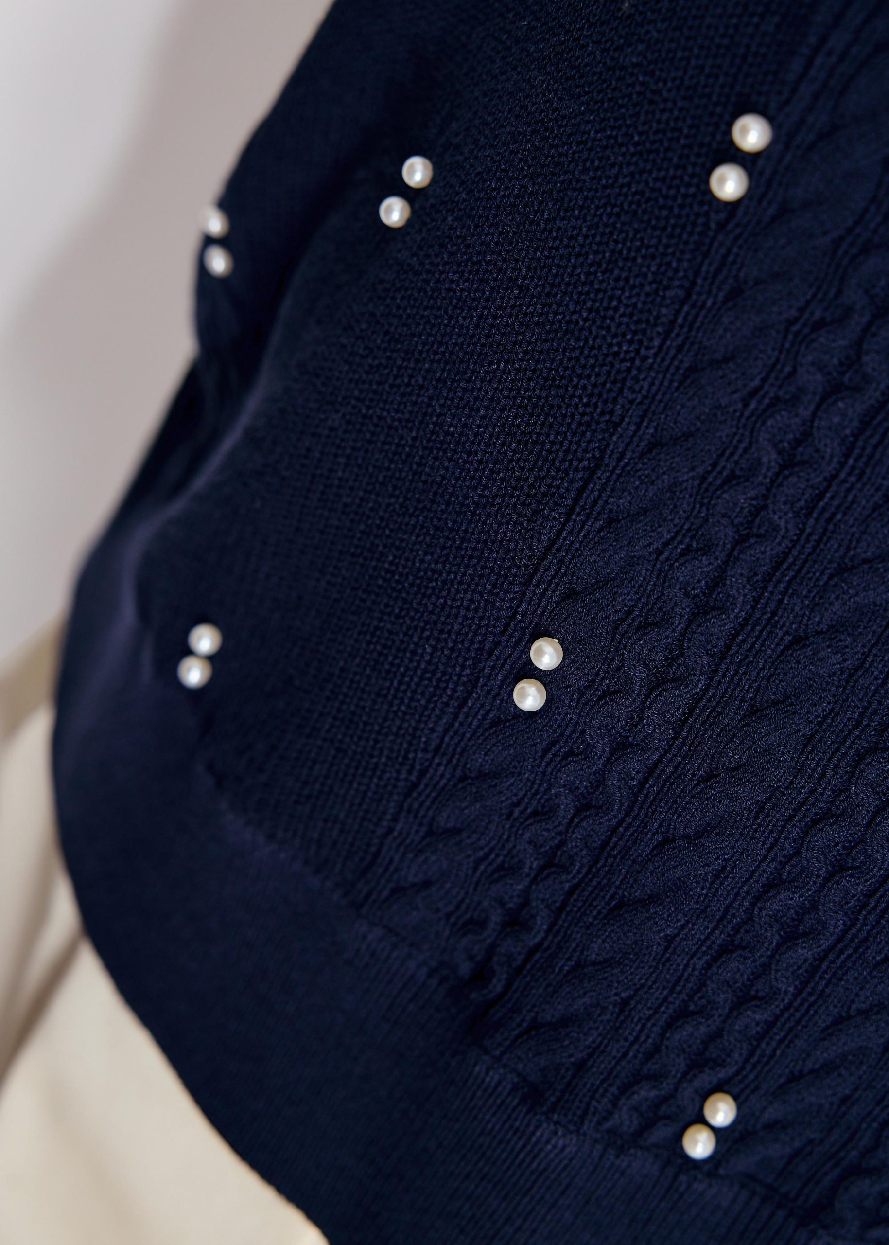 Relaxed Pearl Embellished Cable Knit Shell Top - Image 13