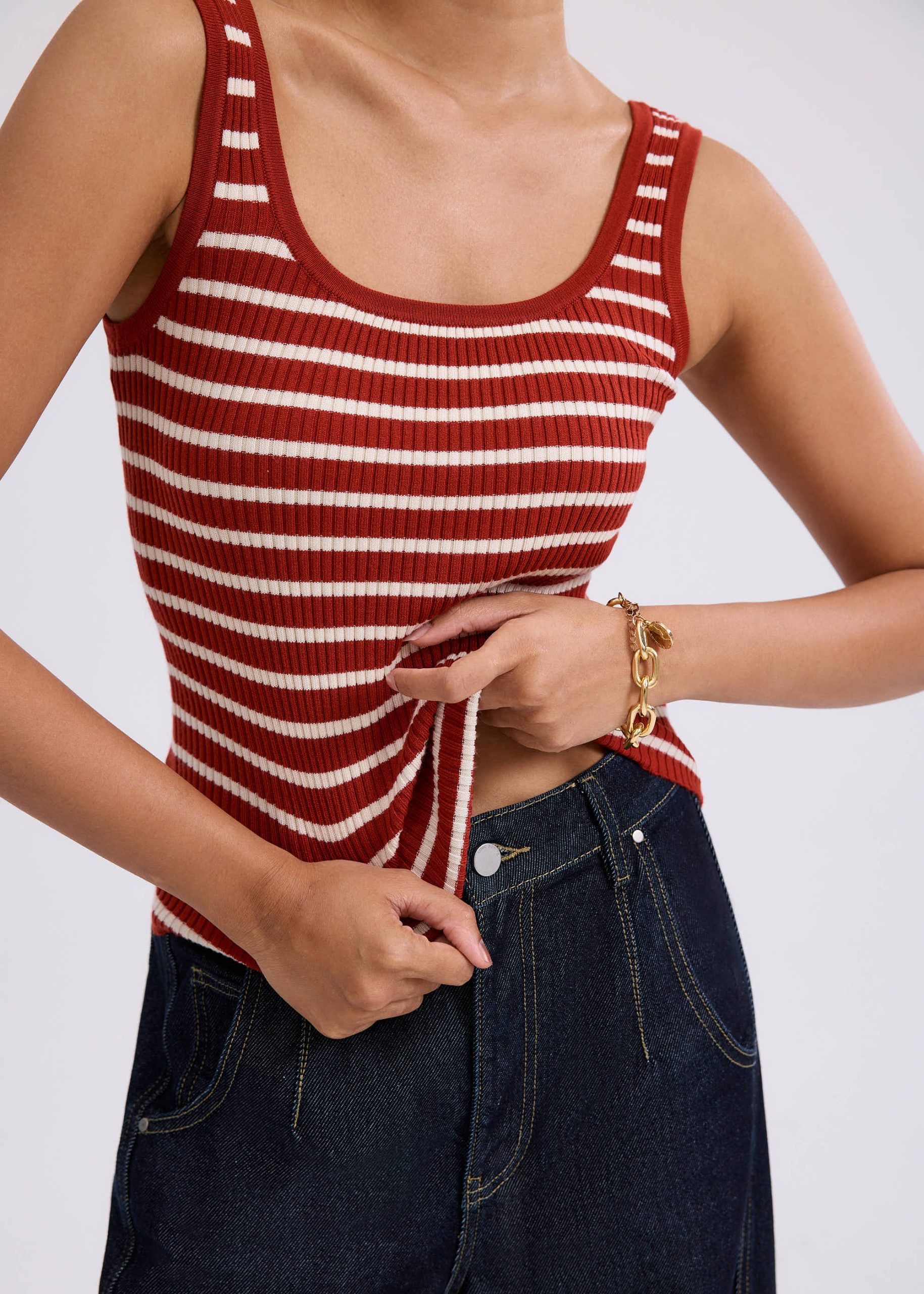 Katya Ribbed Knit Square Neck Tank Top - Image 11