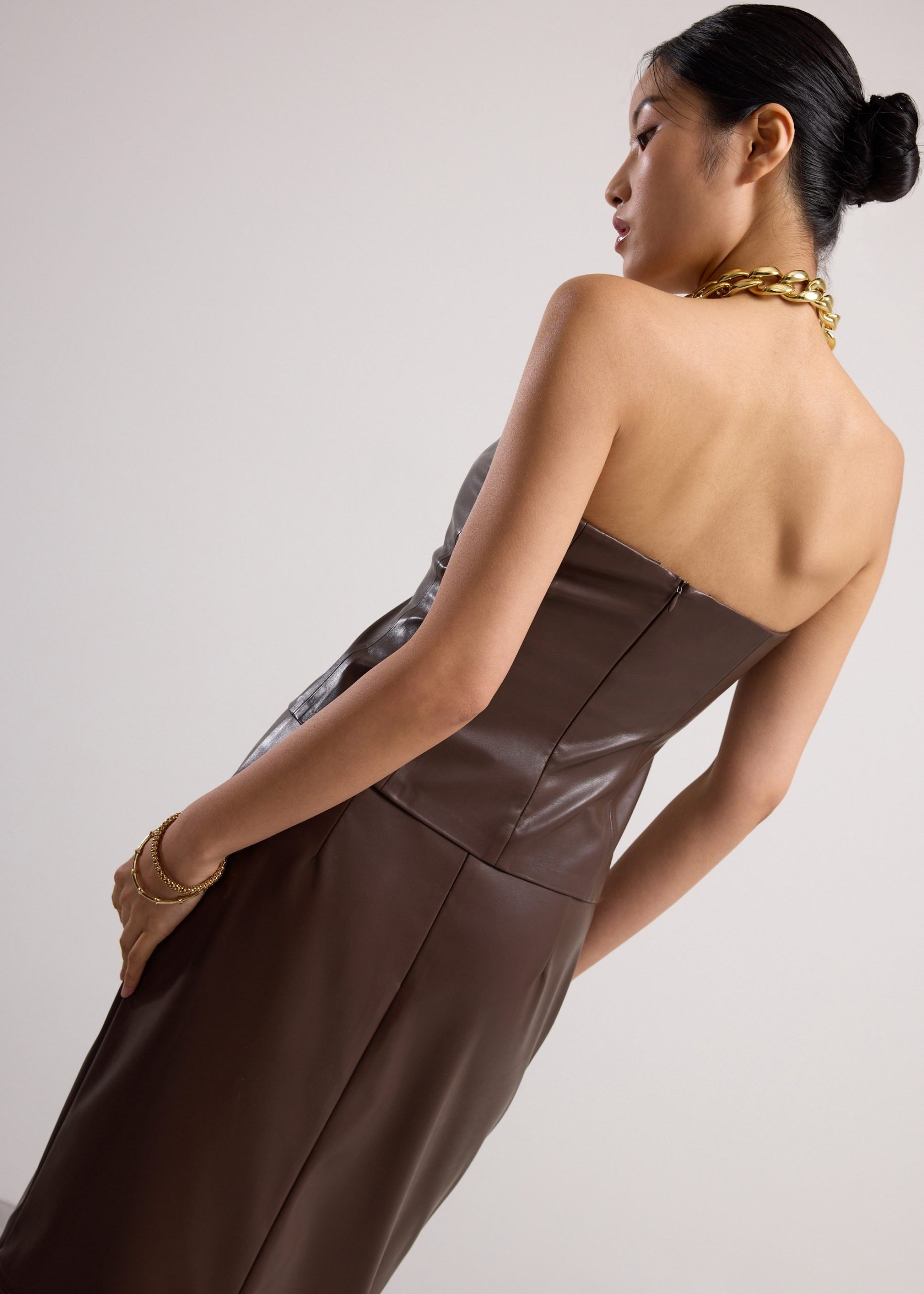 BraFree by LB Rachel Vegan Leather Fitted Tube Top - Image 4