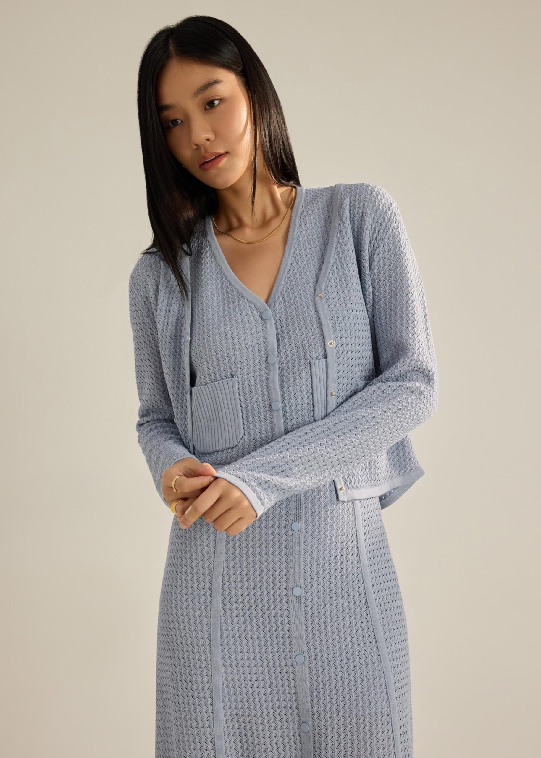 Trina Waffle Knit Boxy Cardigan - Image 10