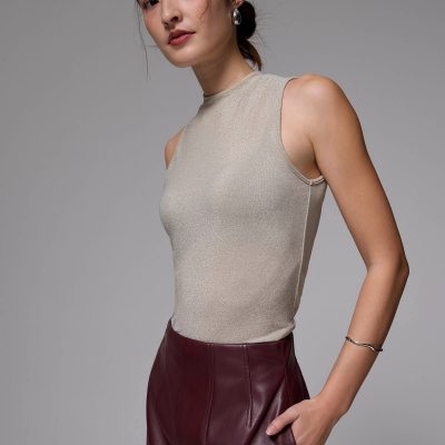 Fitted Jersey Mock Neck Top