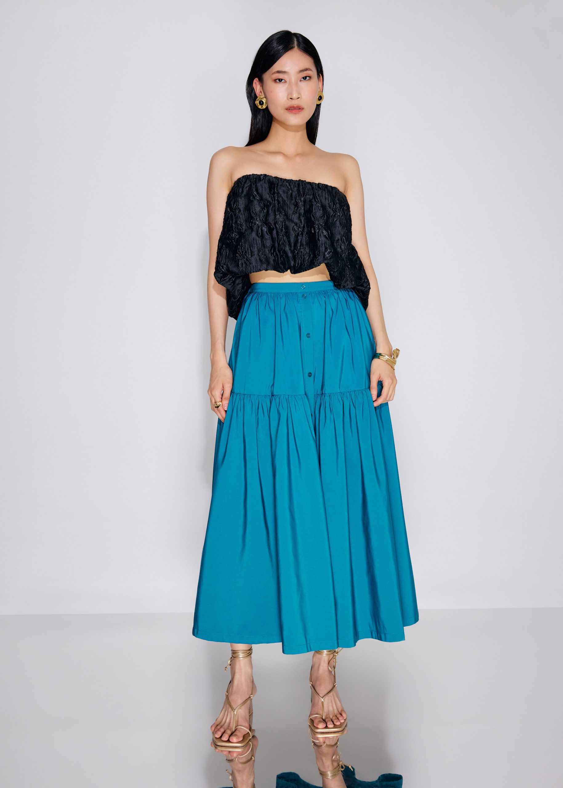 Floral Jacquard Tube Crop Top - Image 6