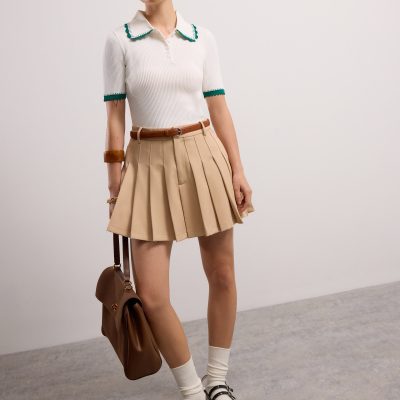 Pleated Flare Mini Skirt