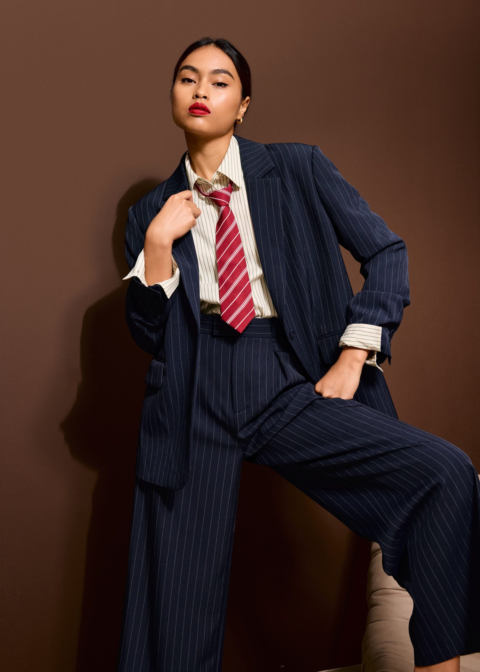 RuchedReady® Rachel Pinstripe Adjustable Waist Blazer - Image 11