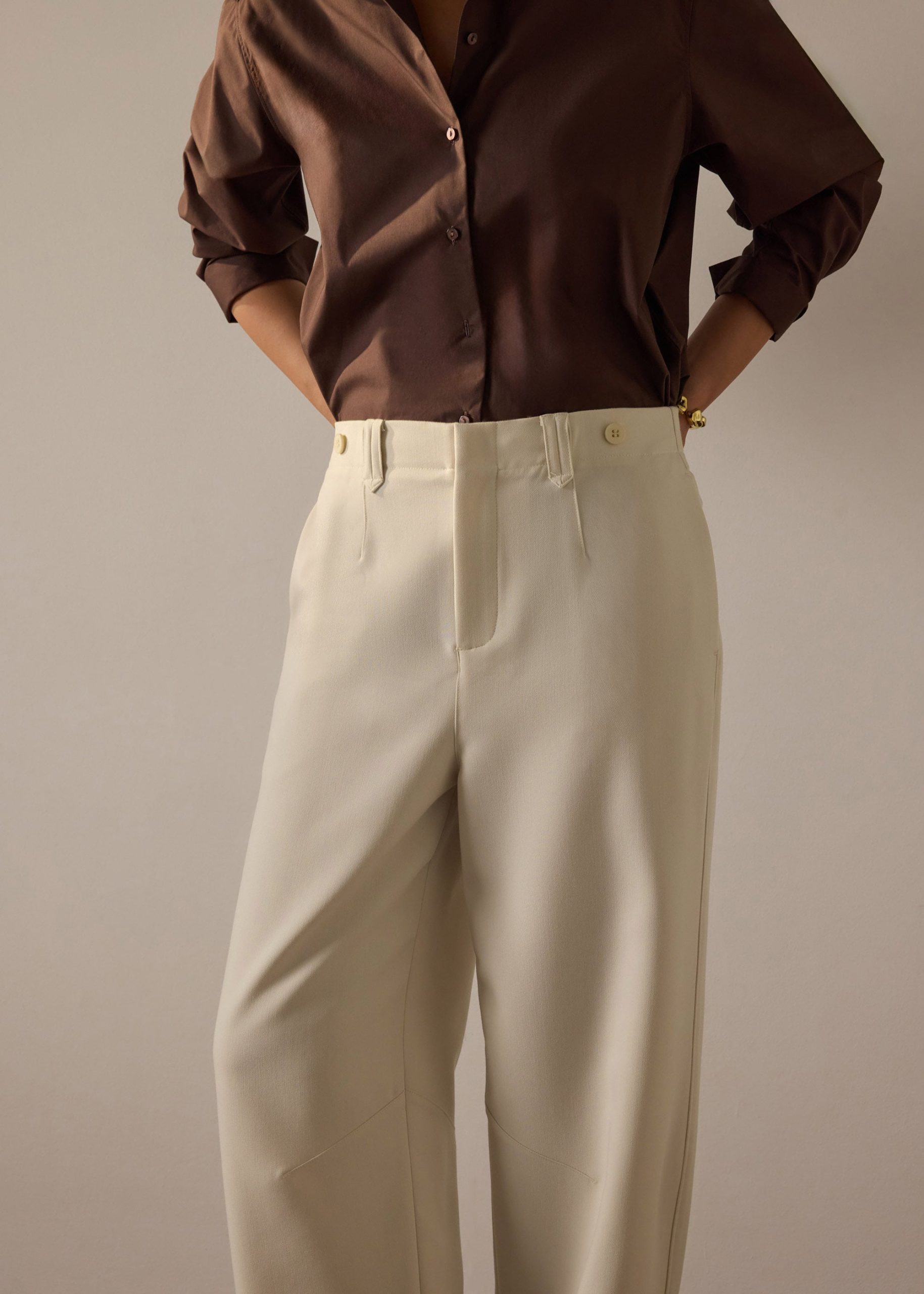 Riyo Adjustable Waist Elastic Twill Barrel Pants - Image 11