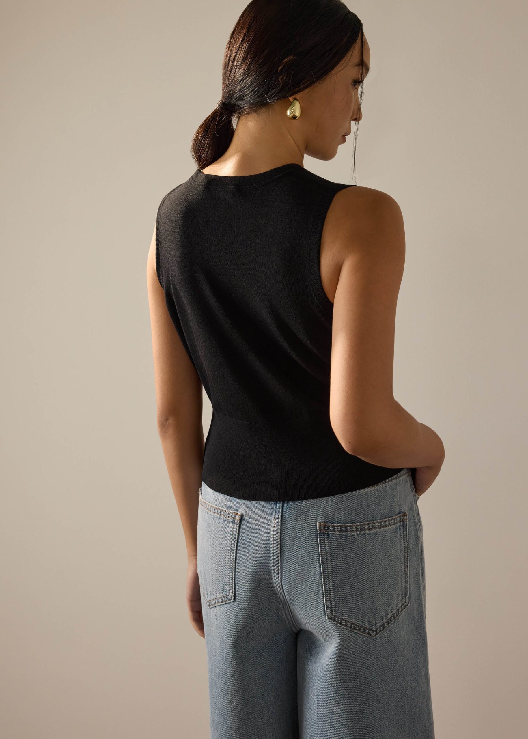Tasya Knit Cross Over Round Neck Tank Top - Image 6