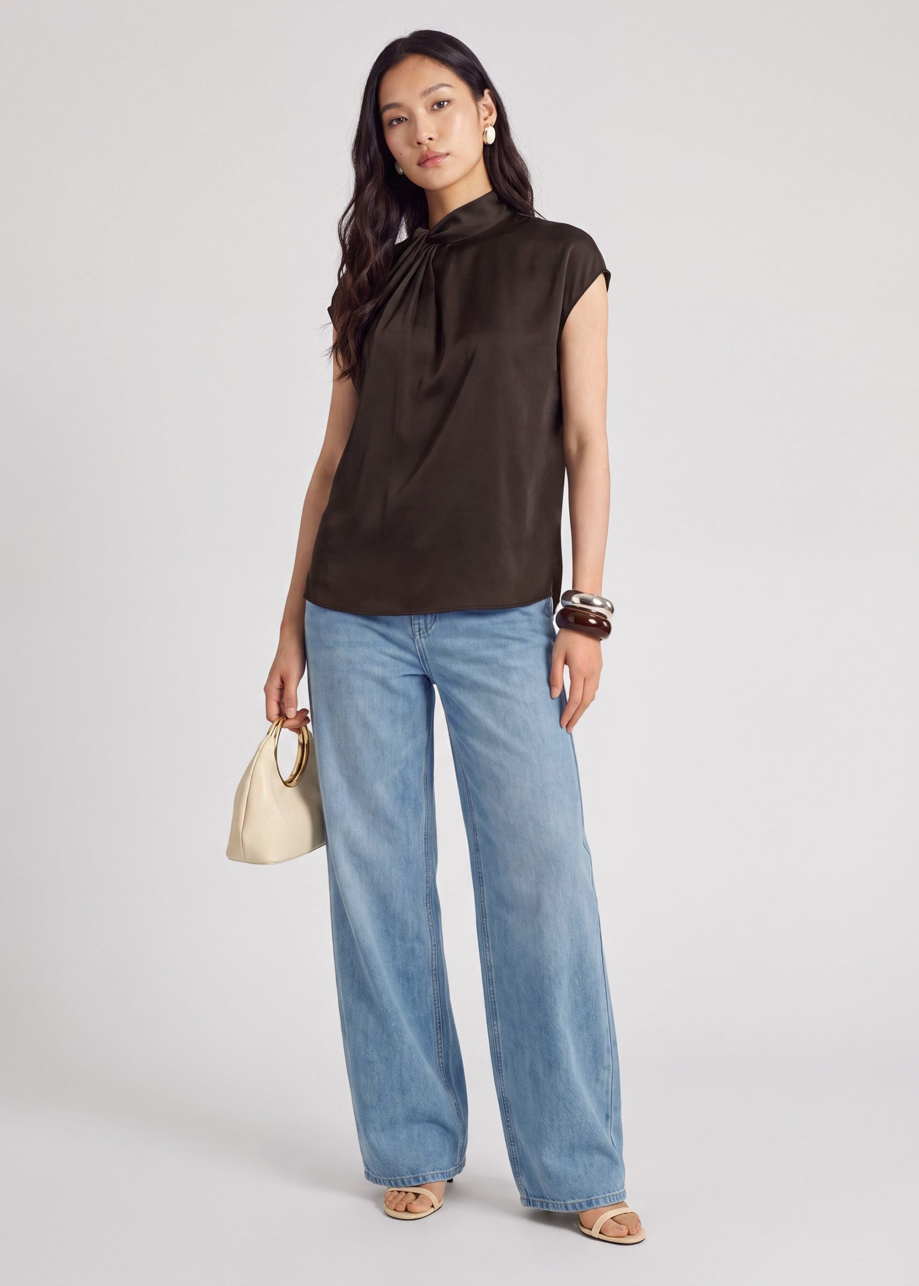 Satin Drape Collared Blouse - Image 18