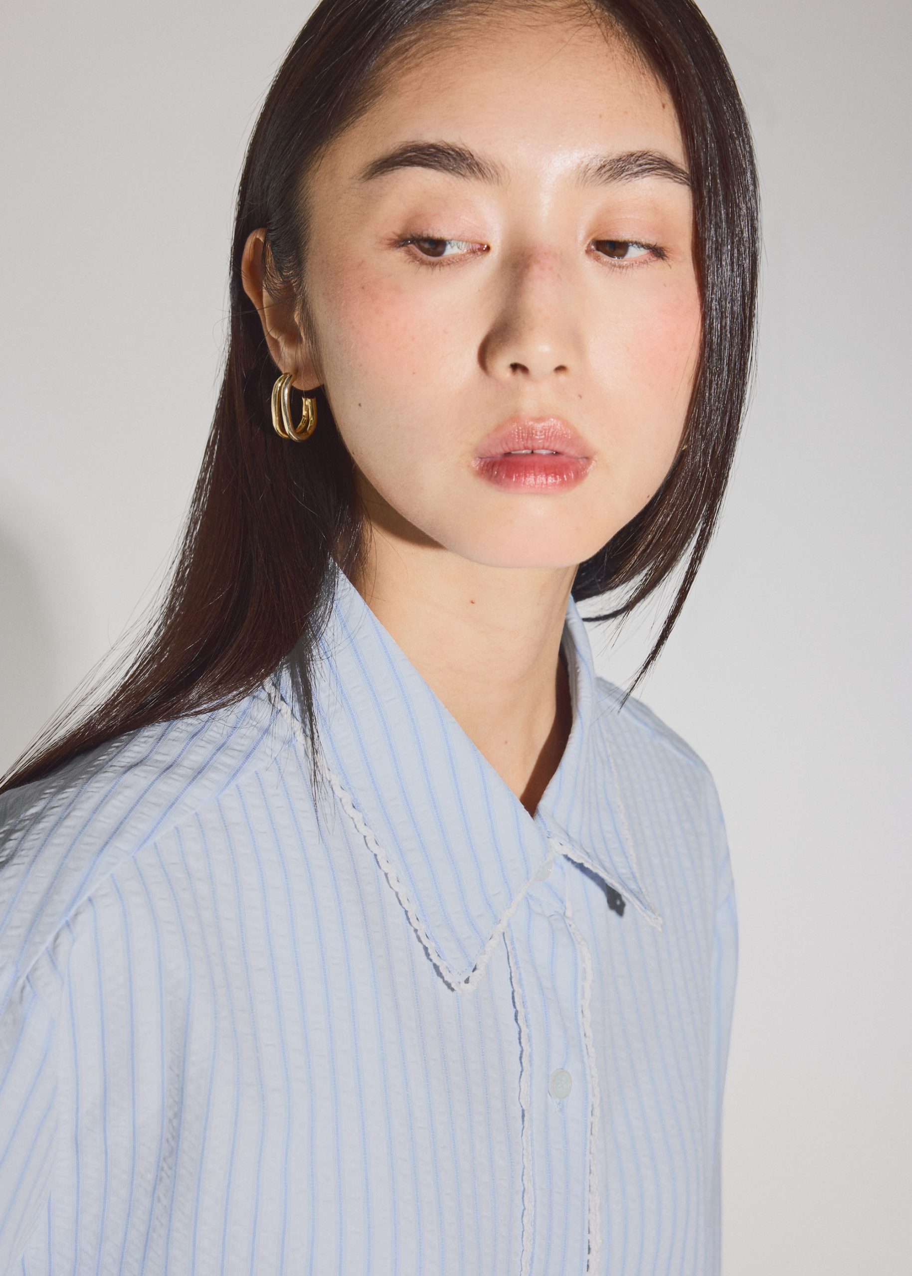 RuchedReady® Relaxed Striped Cotton Scallop Trim Shirt - Image 11