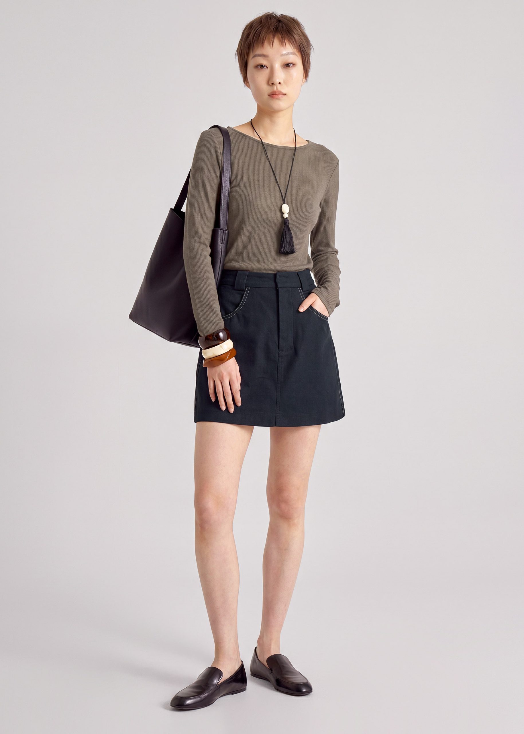 Contrast Stitch Mini Skirt - Image 6