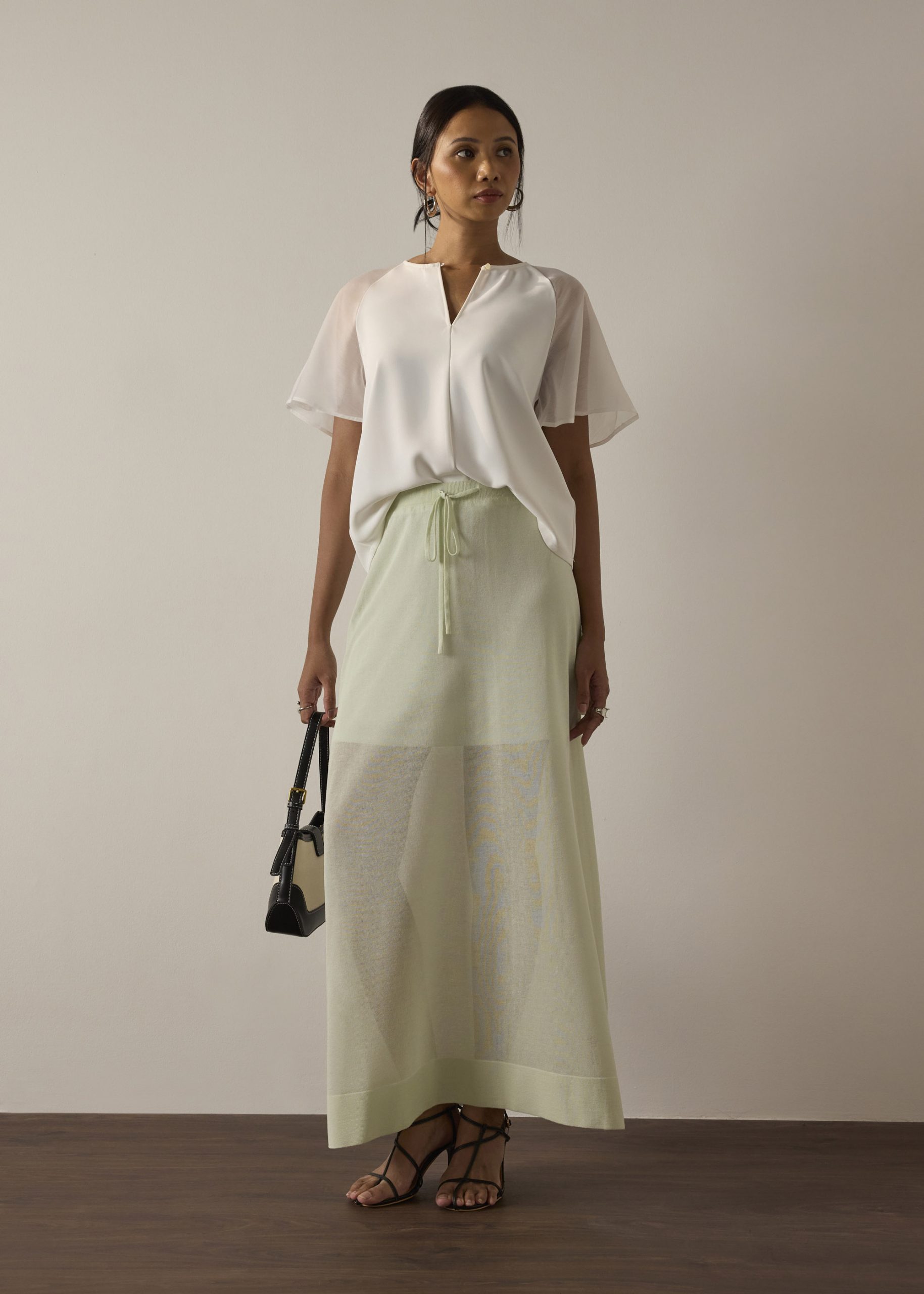 Sheer Knit A-line Maxi Skirt - Image 4