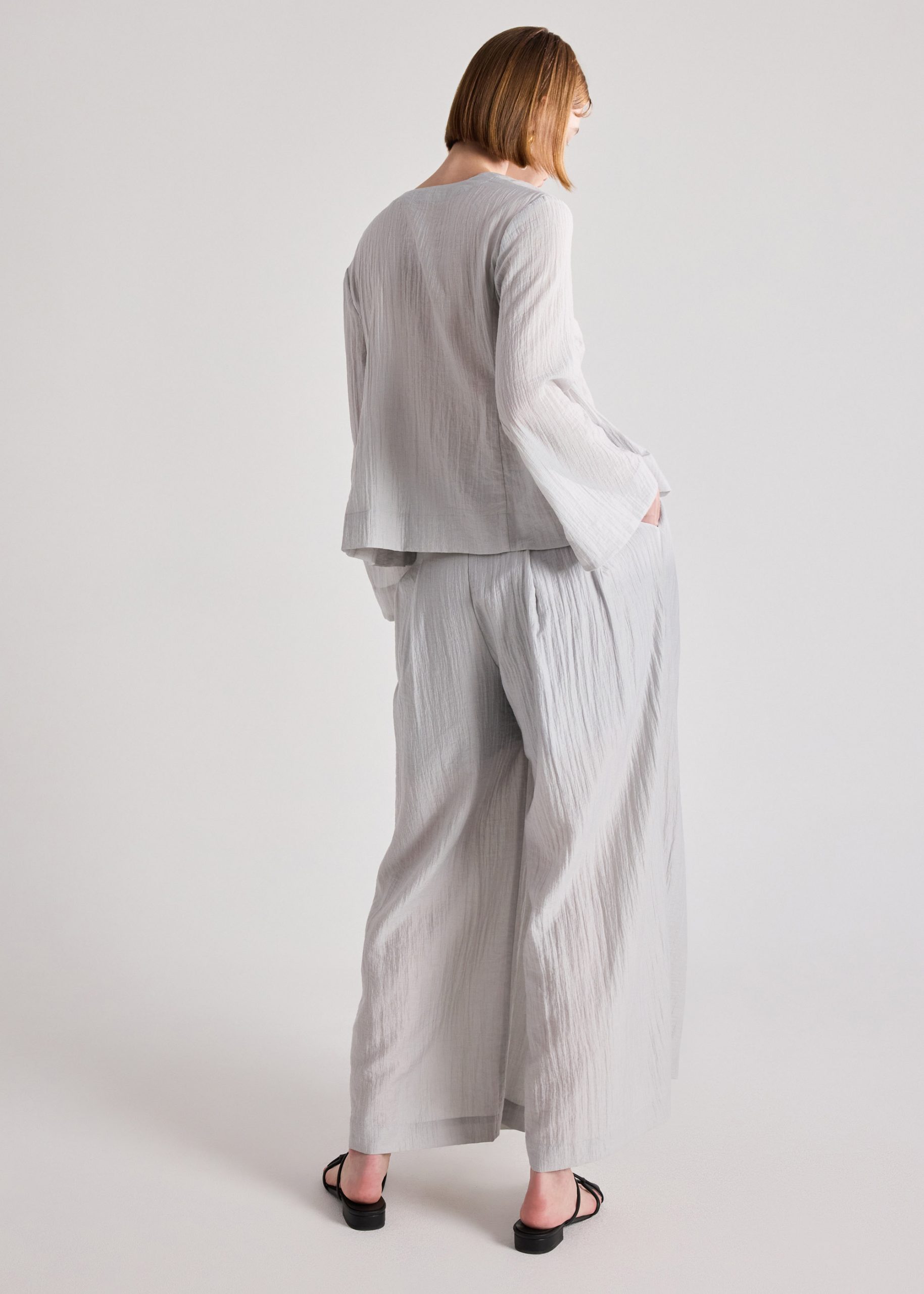 Textured Lyocell Peplum Blouse - Image 9