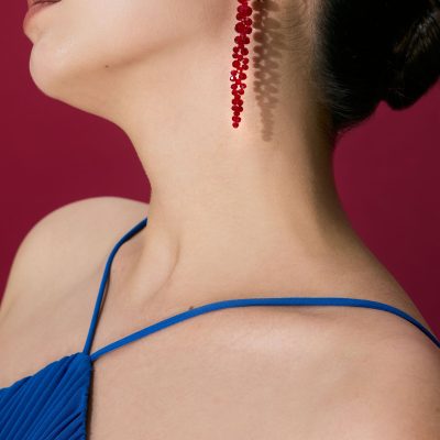 Holiday Sparkle Clip-on Beaded Drop Earrings