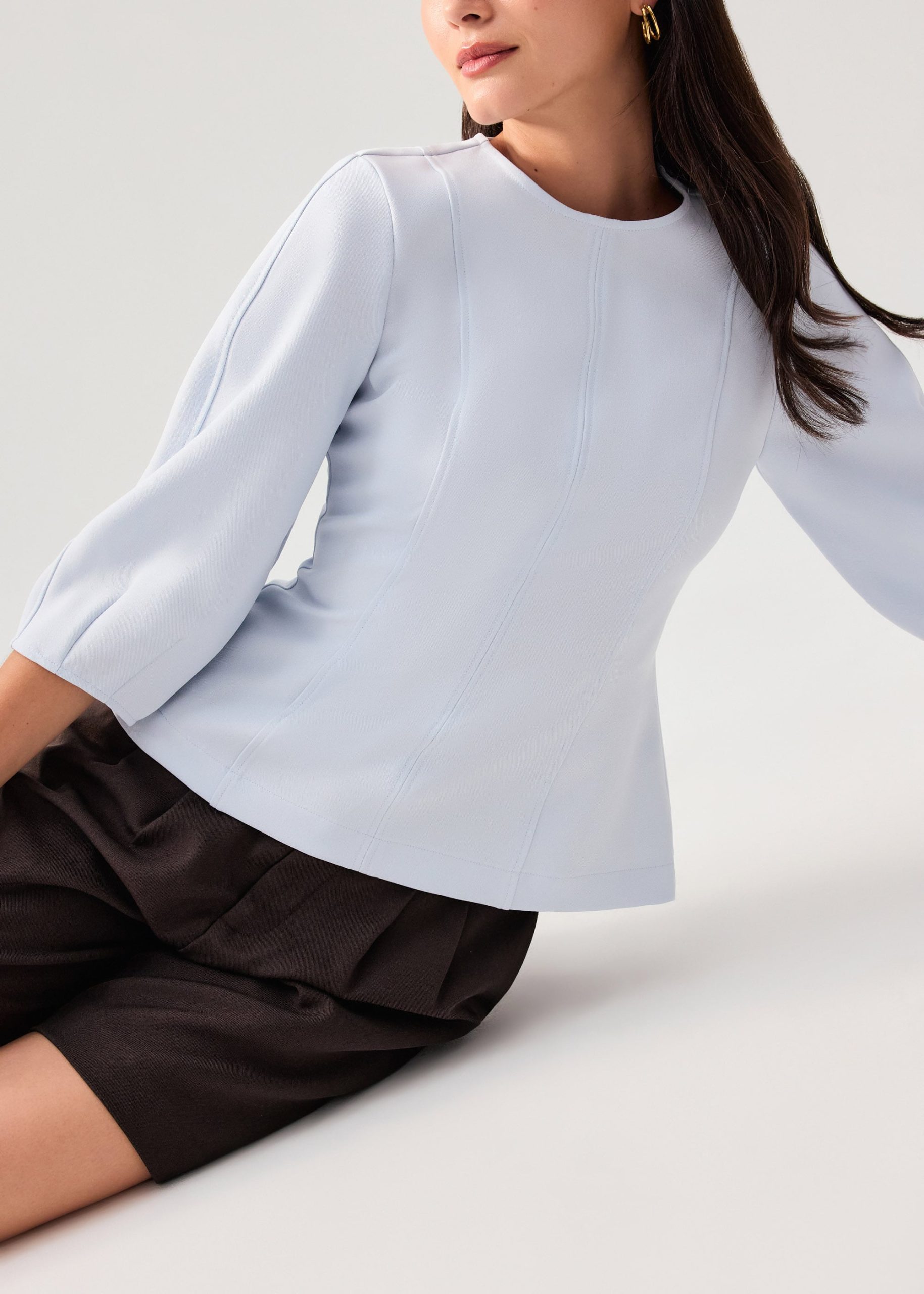 Eunice Panelled Round Neck Puff Sleeve Top - Image 14