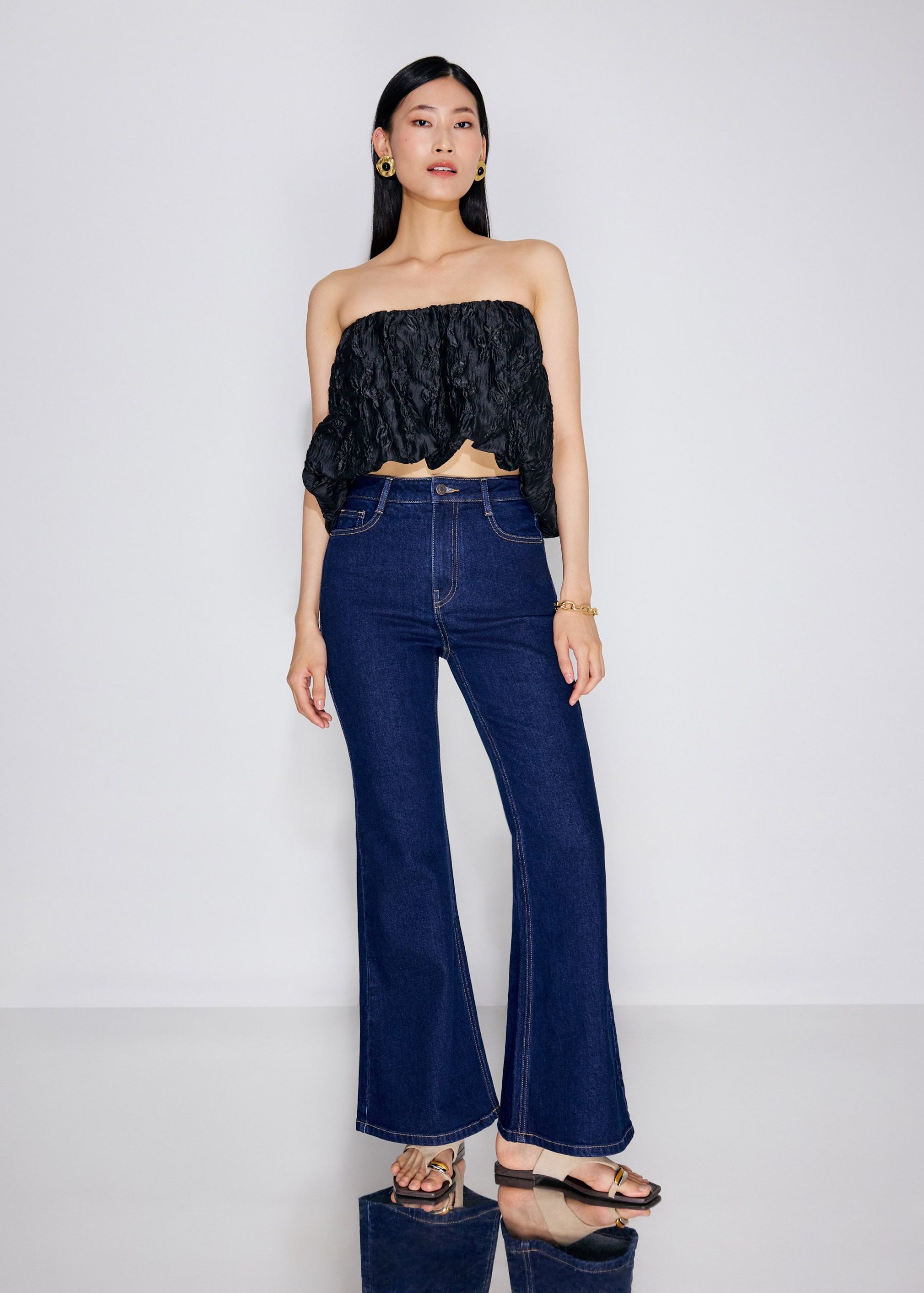 Floral Jacquard Tube Crop Top - Image 4