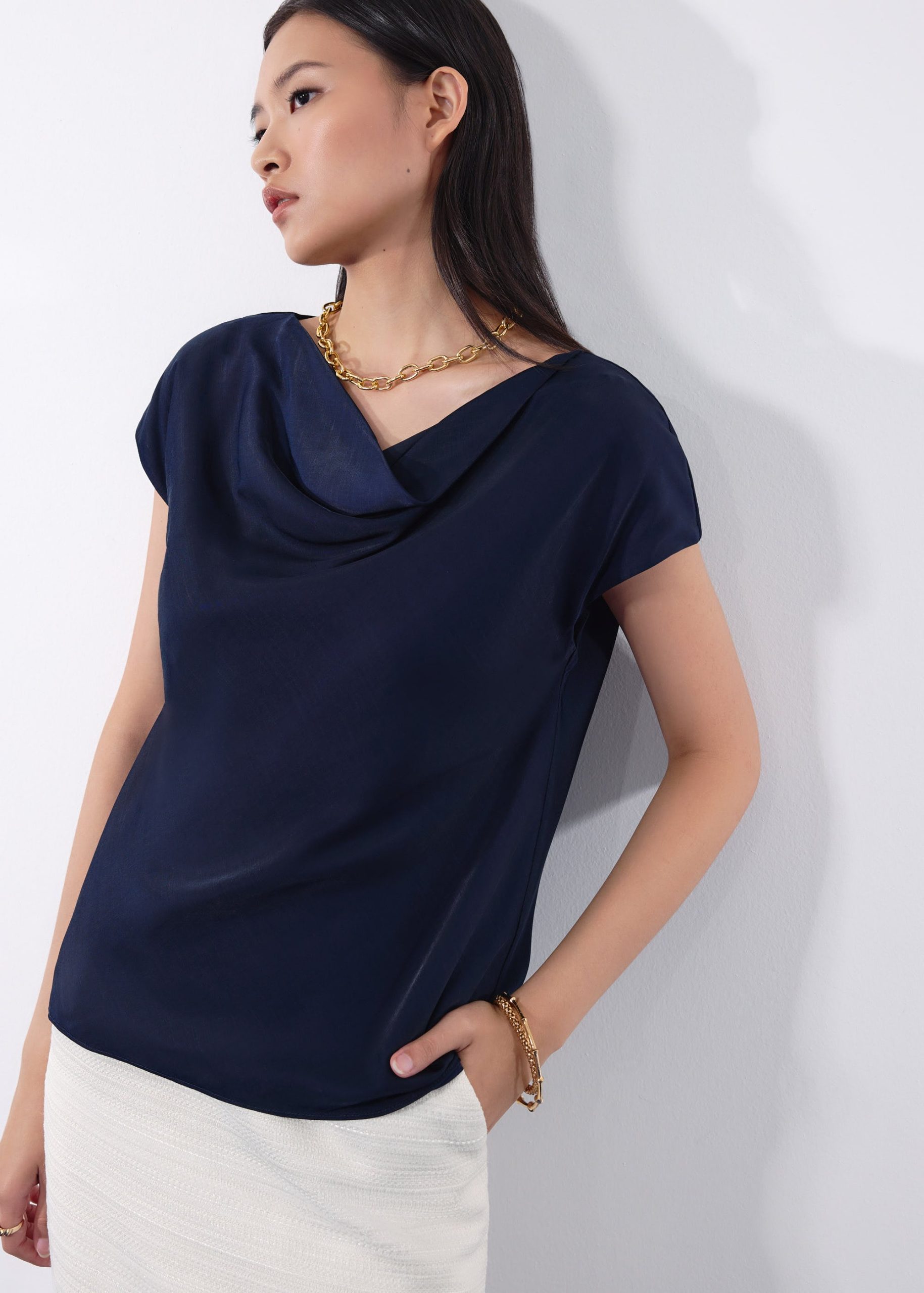 Atisha Multi-way Satin Cowl Neck Top - Image 7