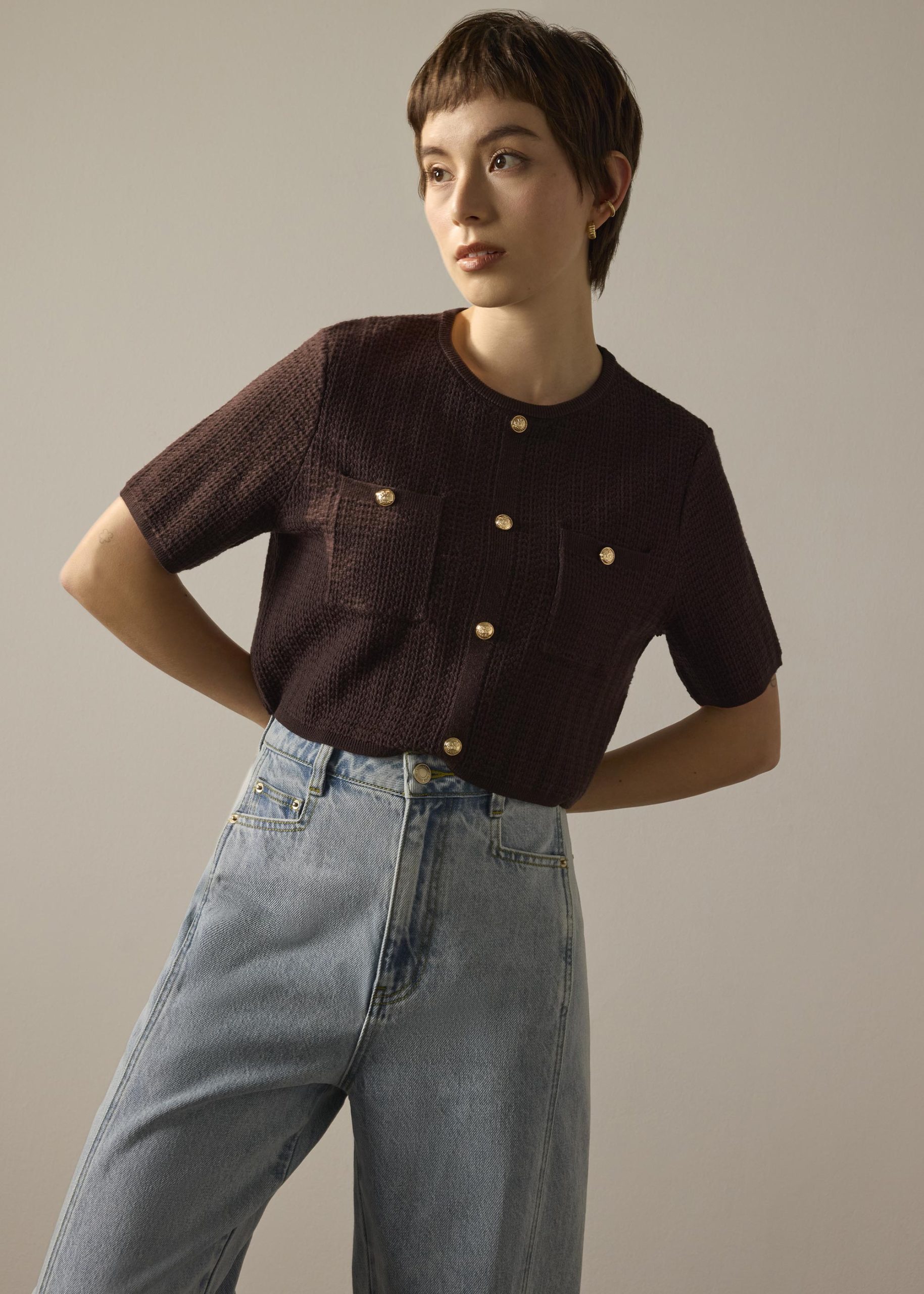 Yoko Textured Knit Boxy Top - Image 19