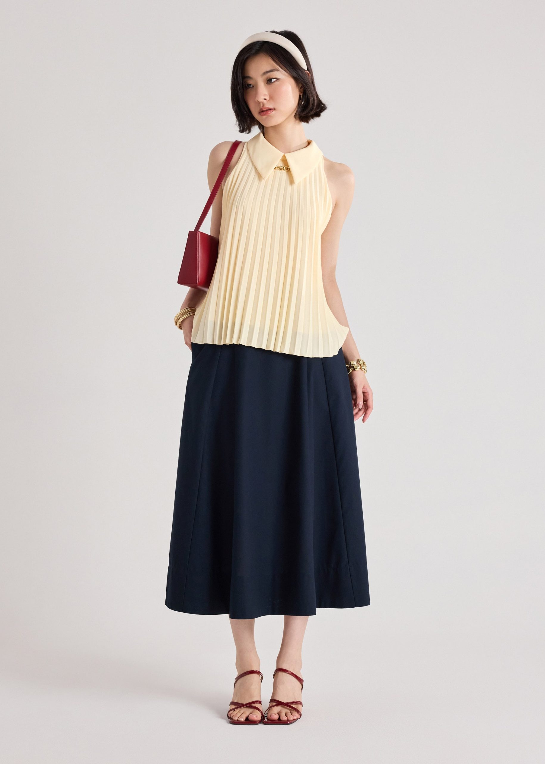 Izumi Sunray Pleated Top