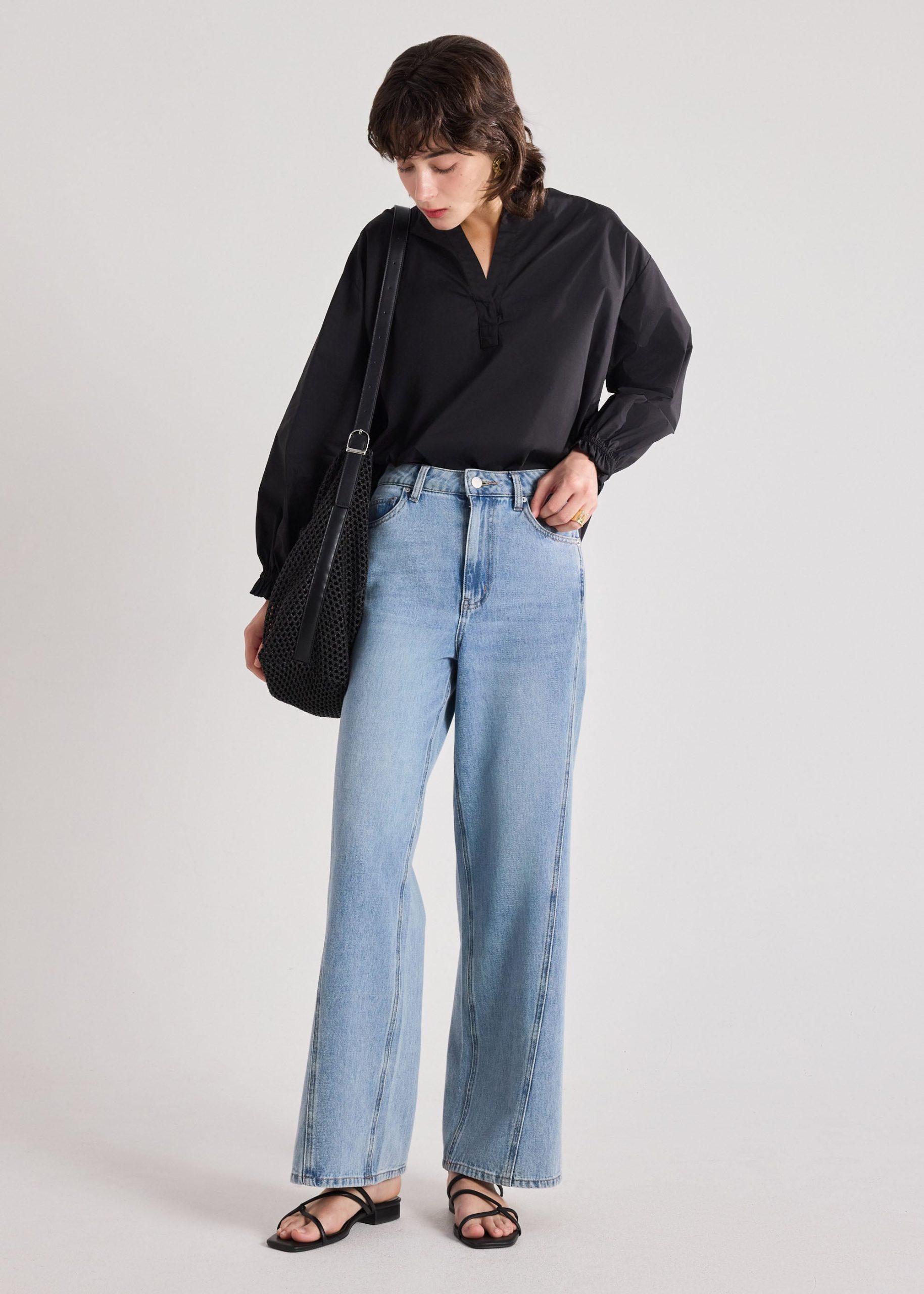 Wide Straight Leg Panelled Jeans - Image 8