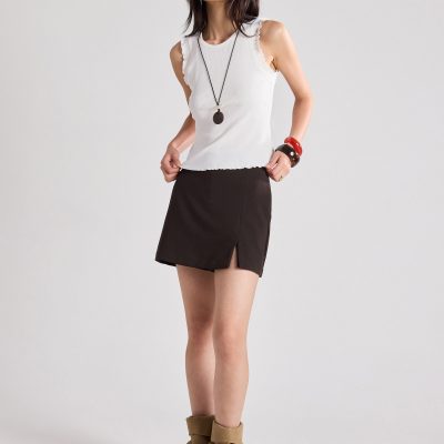 Ruffle Edge Ribbed Tank