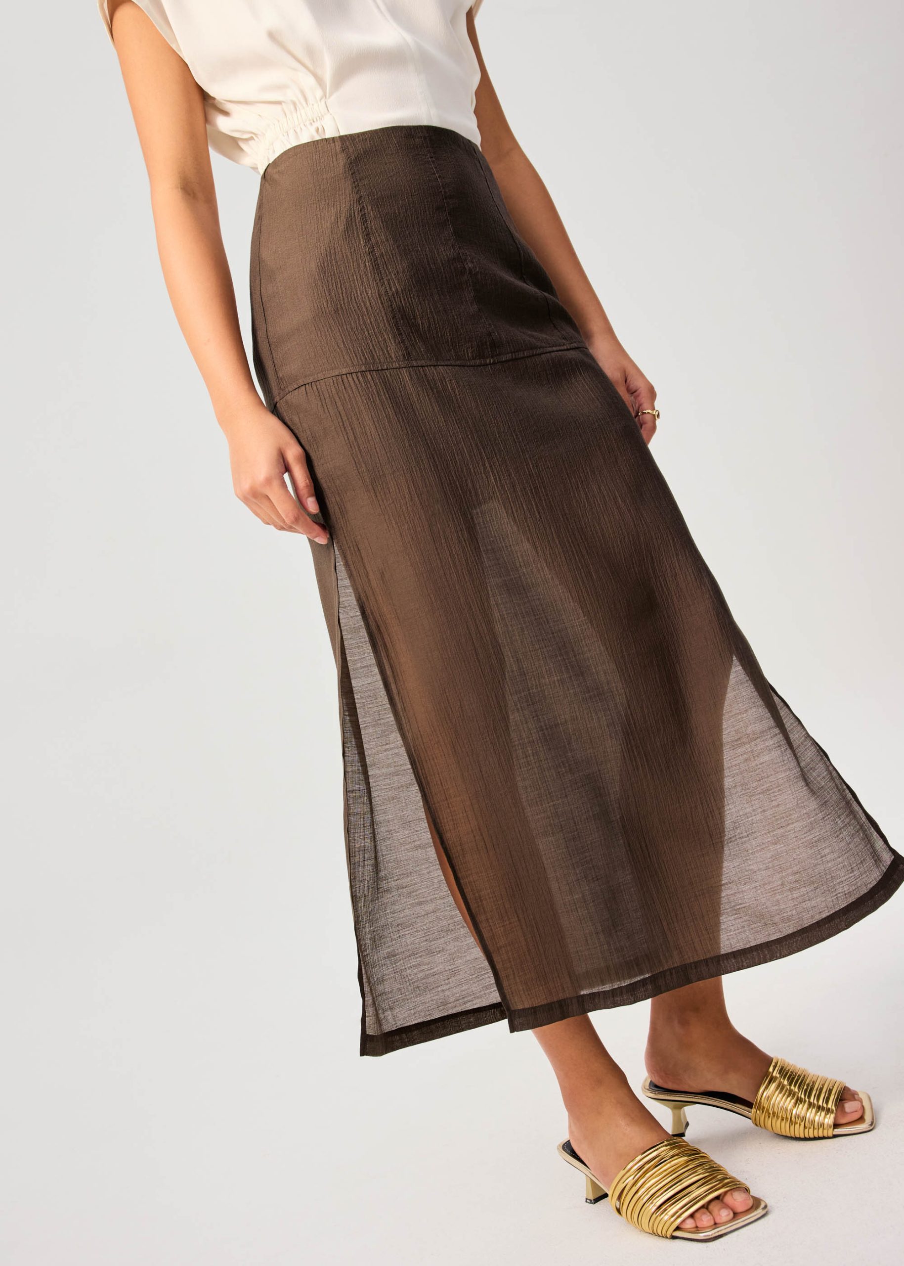 Sheer Lyocell Column Maxi Skirt - Image 7