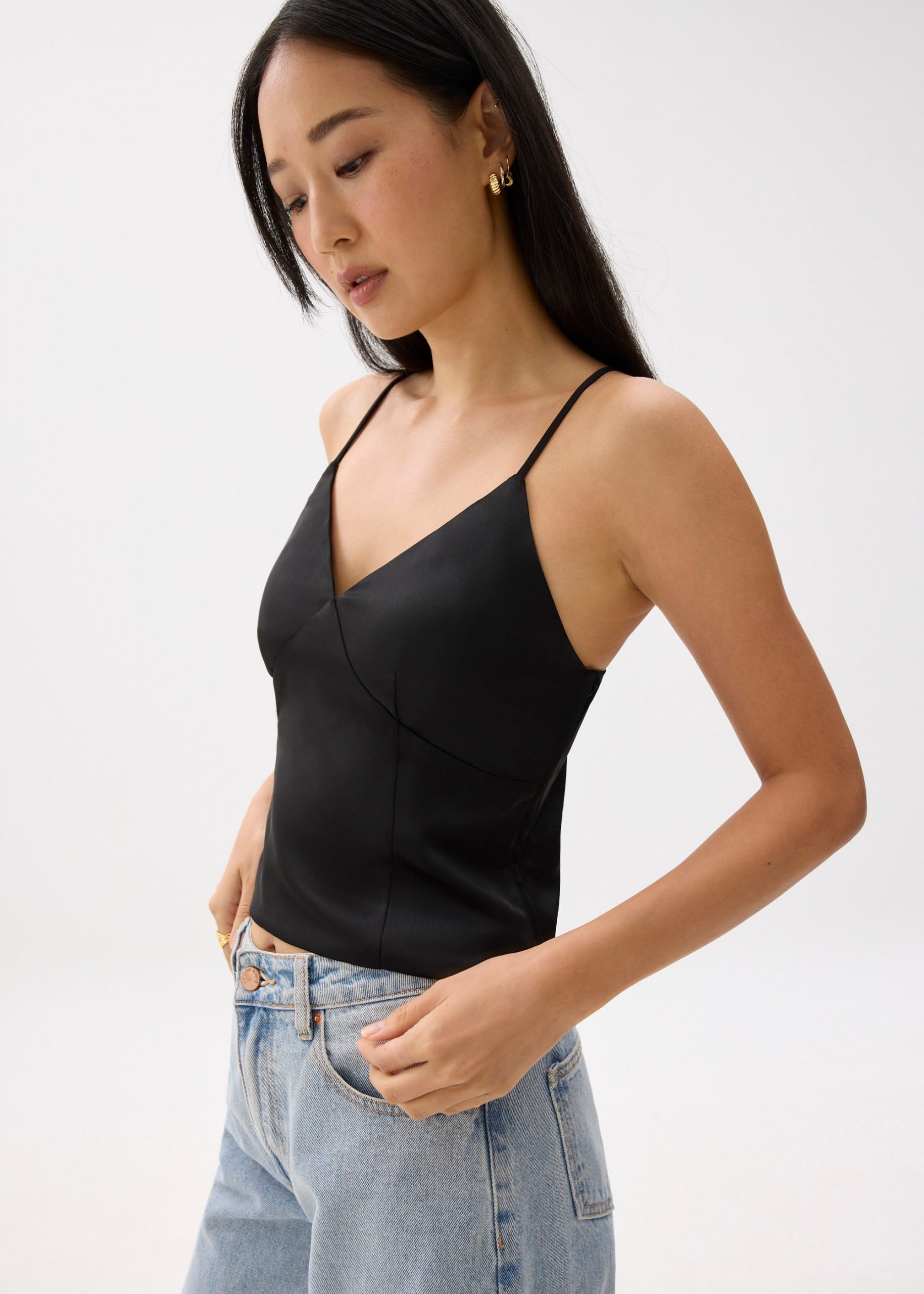 BraFree by LB Satin V-neck Camisole Top - Image 2