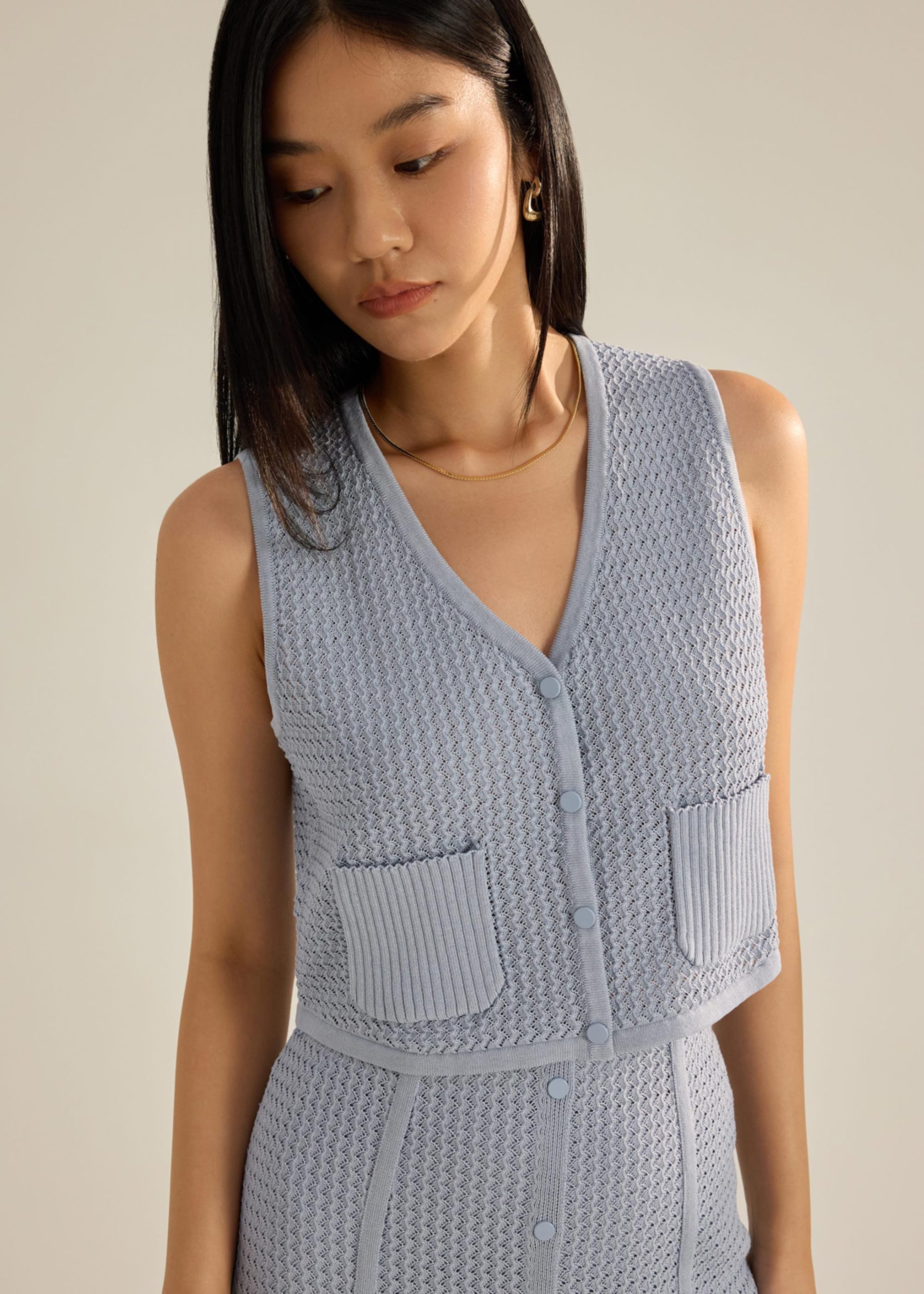 Samia Waffle Knit Crop Vest Top - Image 8