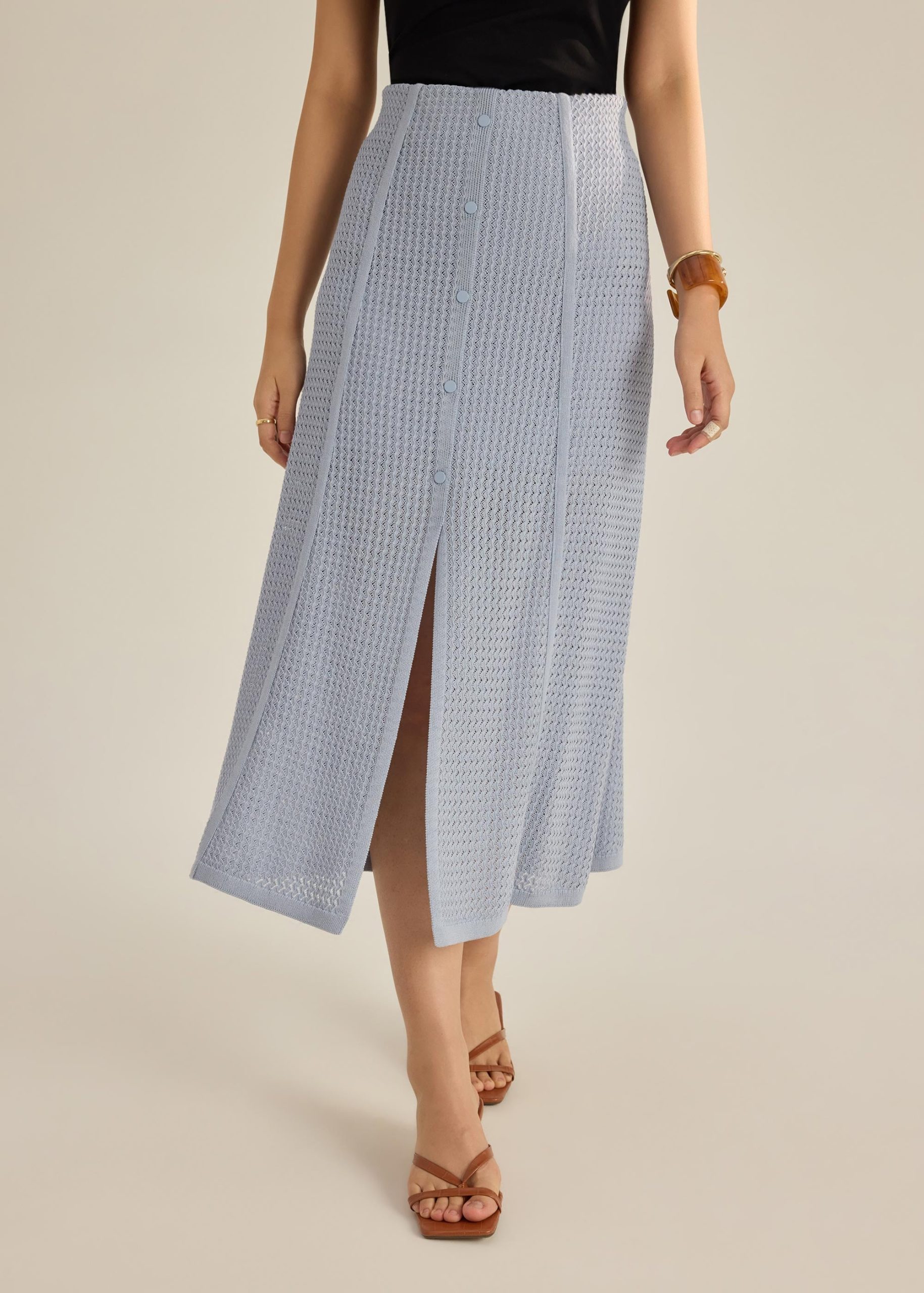 Nisa Waffle Knit A-Line Skirt - Image 8