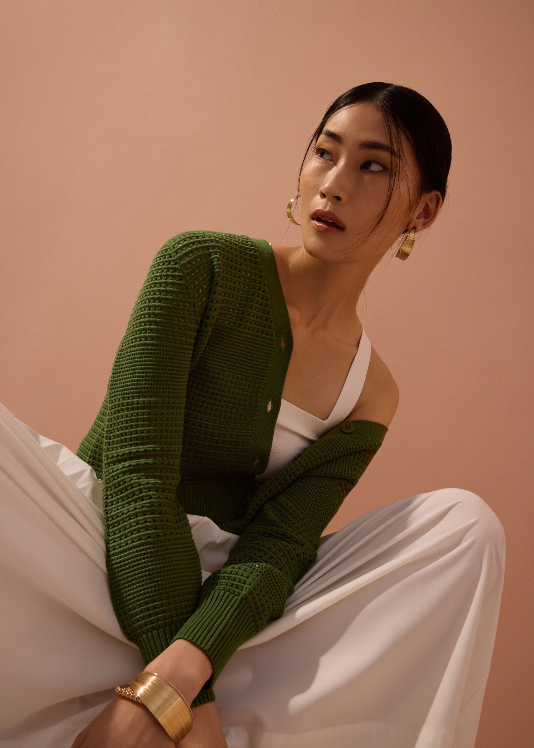 Relaxed Pointelle Knit Cardigan - Image 7