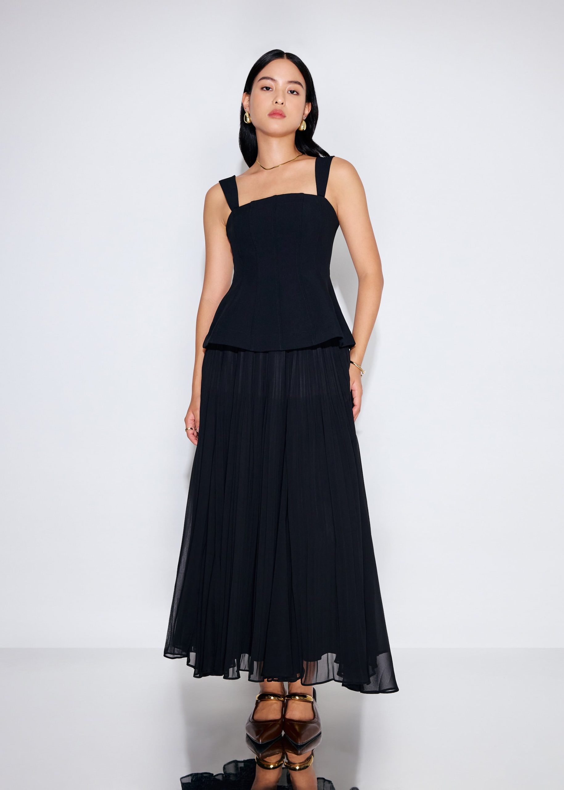 BraFree by LB Bella Detachable Straps Panelled Peplum Top