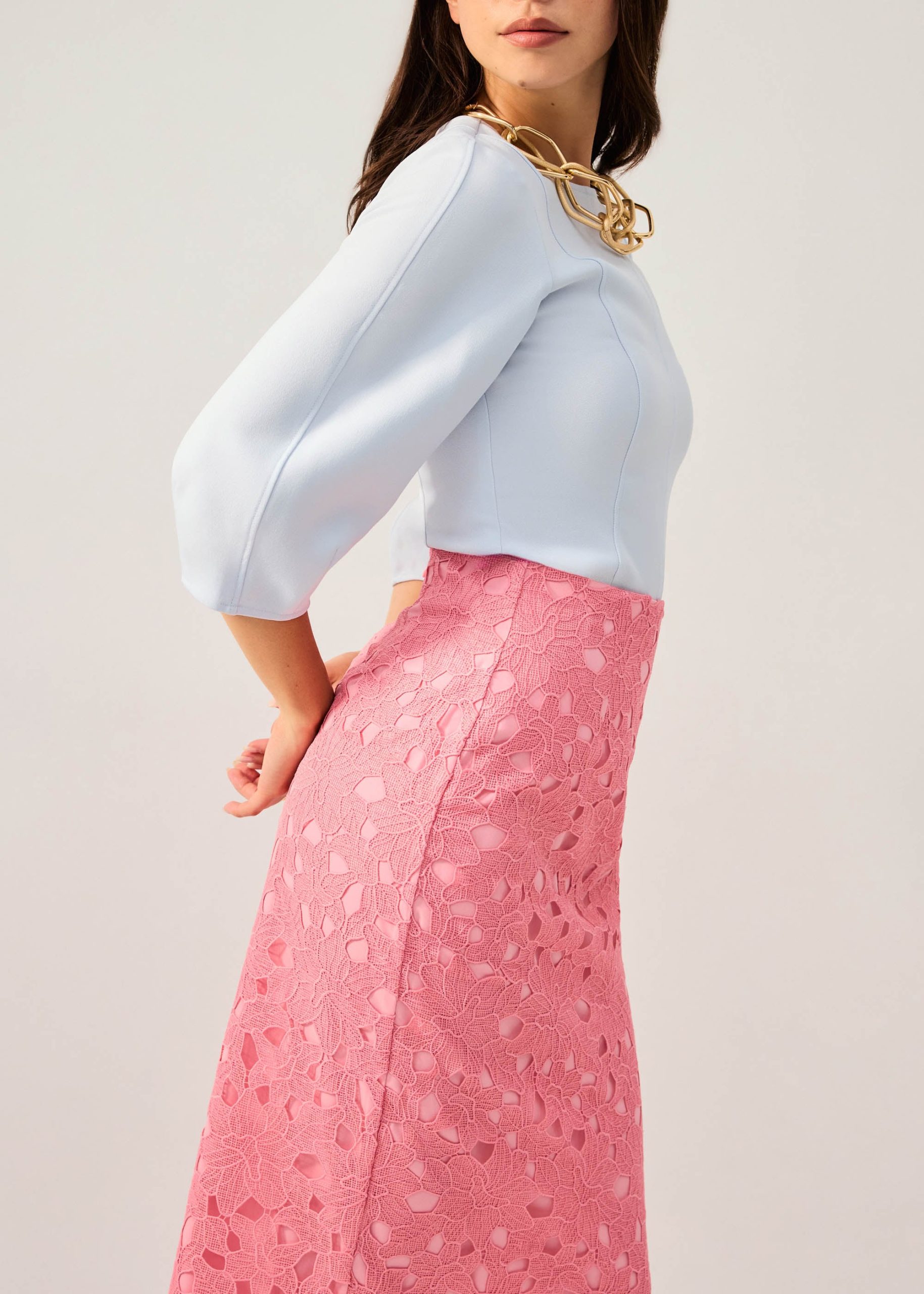 Floral Lace Column Midi Skirt - Image 13