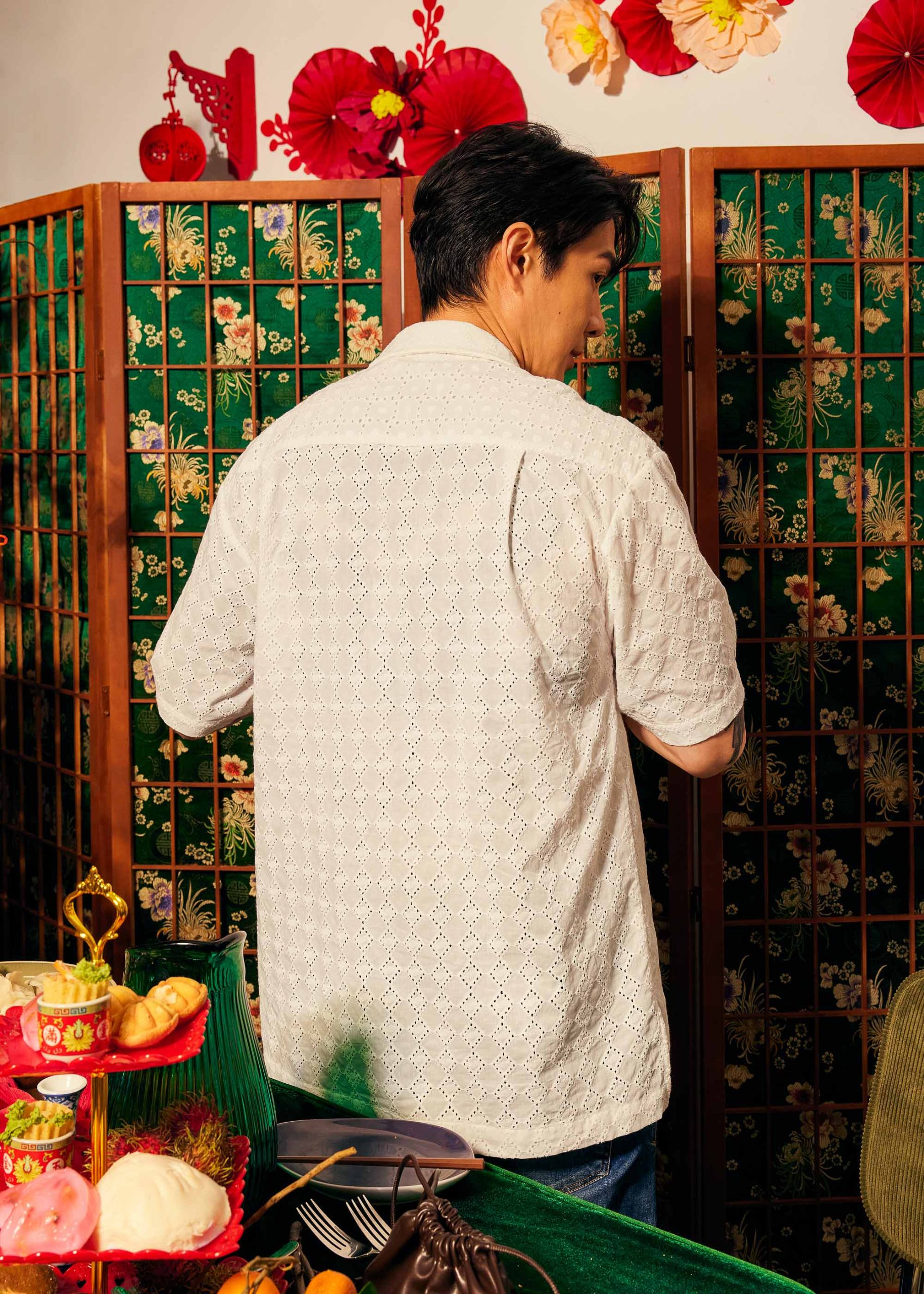 Men's Broderie Relaxed Collared Shirt - Image 3