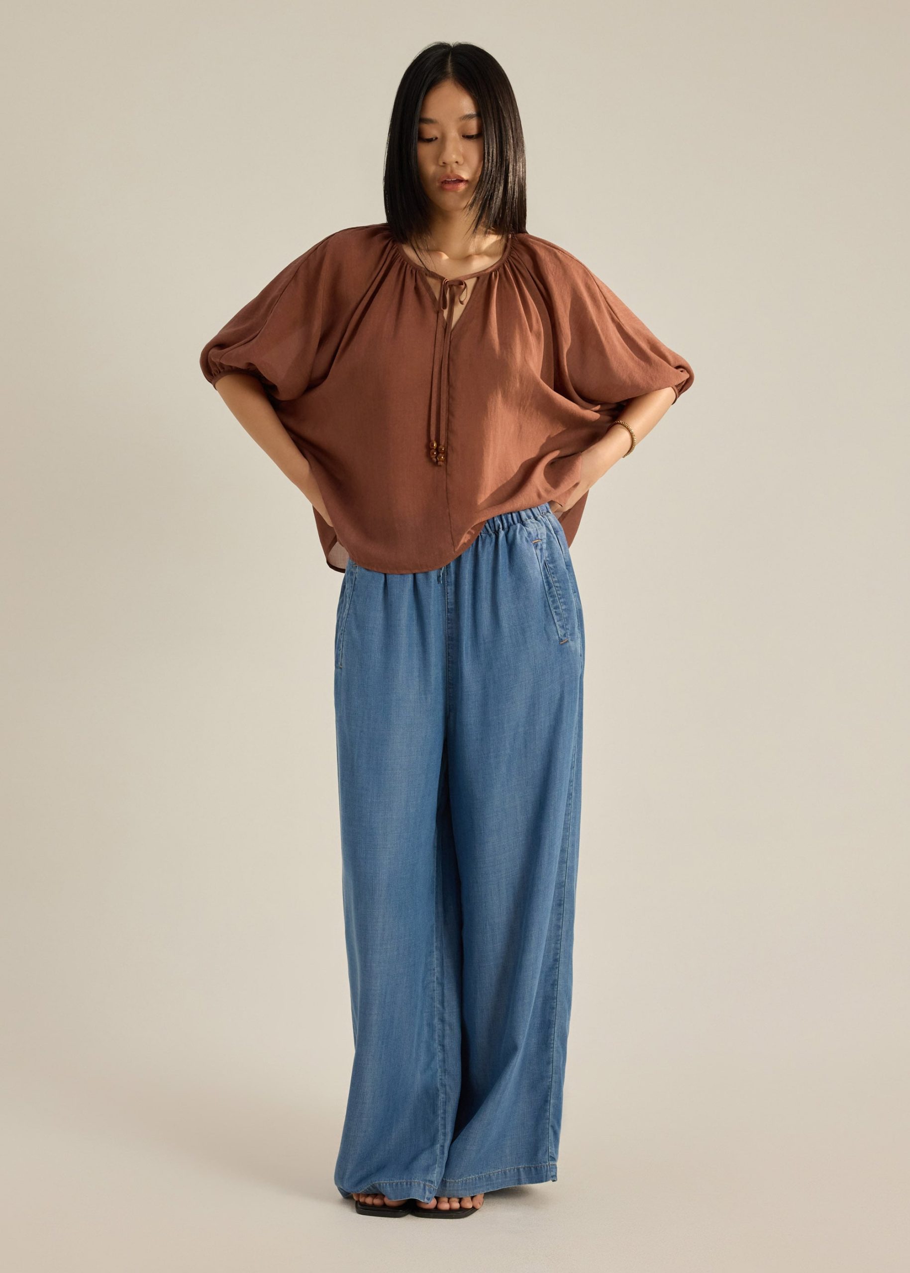 Lyocell Relaxed Front Tie Top - Image 7