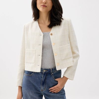 Zanna Detachable Collar Tweed Jacket