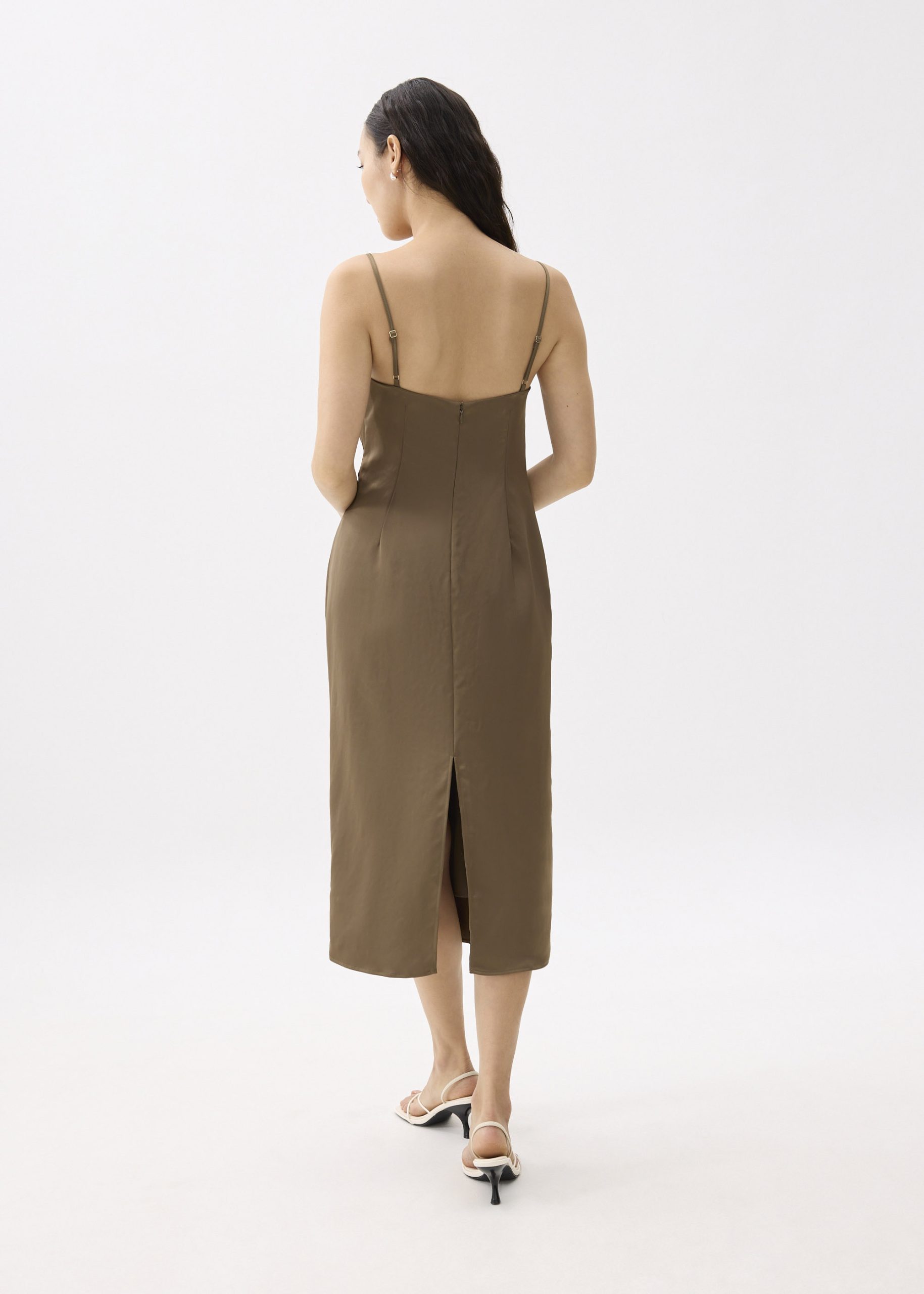 BraFree by LB Esme Satin Column Drape Midi Dress - Image 11