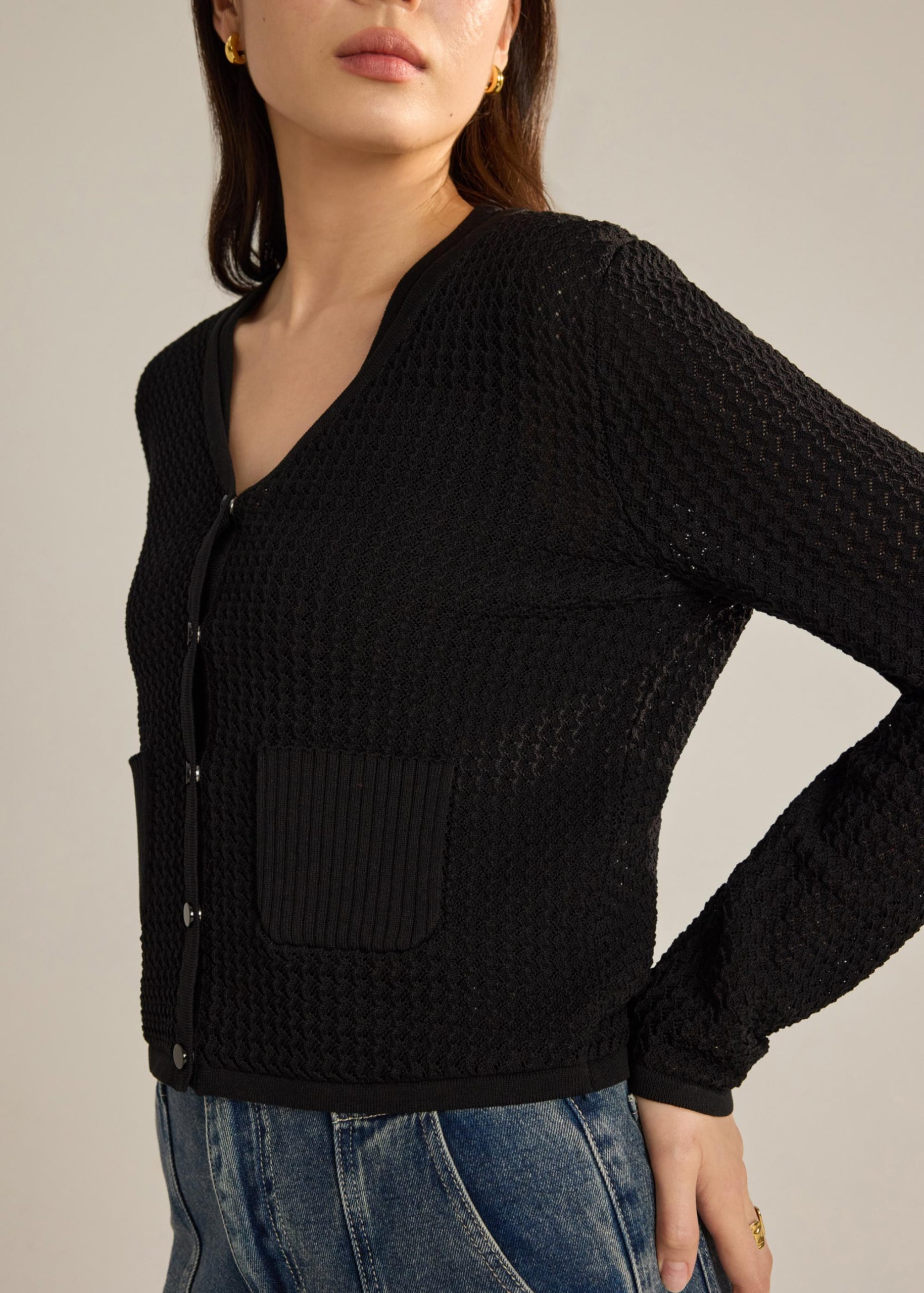 Trina Waffle Knit Boxy Cardigan - Image 7