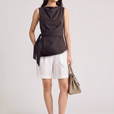 Side Tie Poplin Top