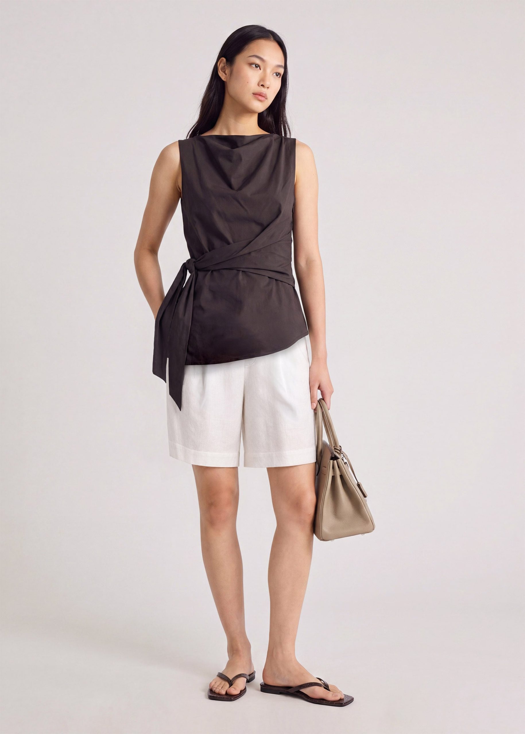 Side Tie Poplin Top