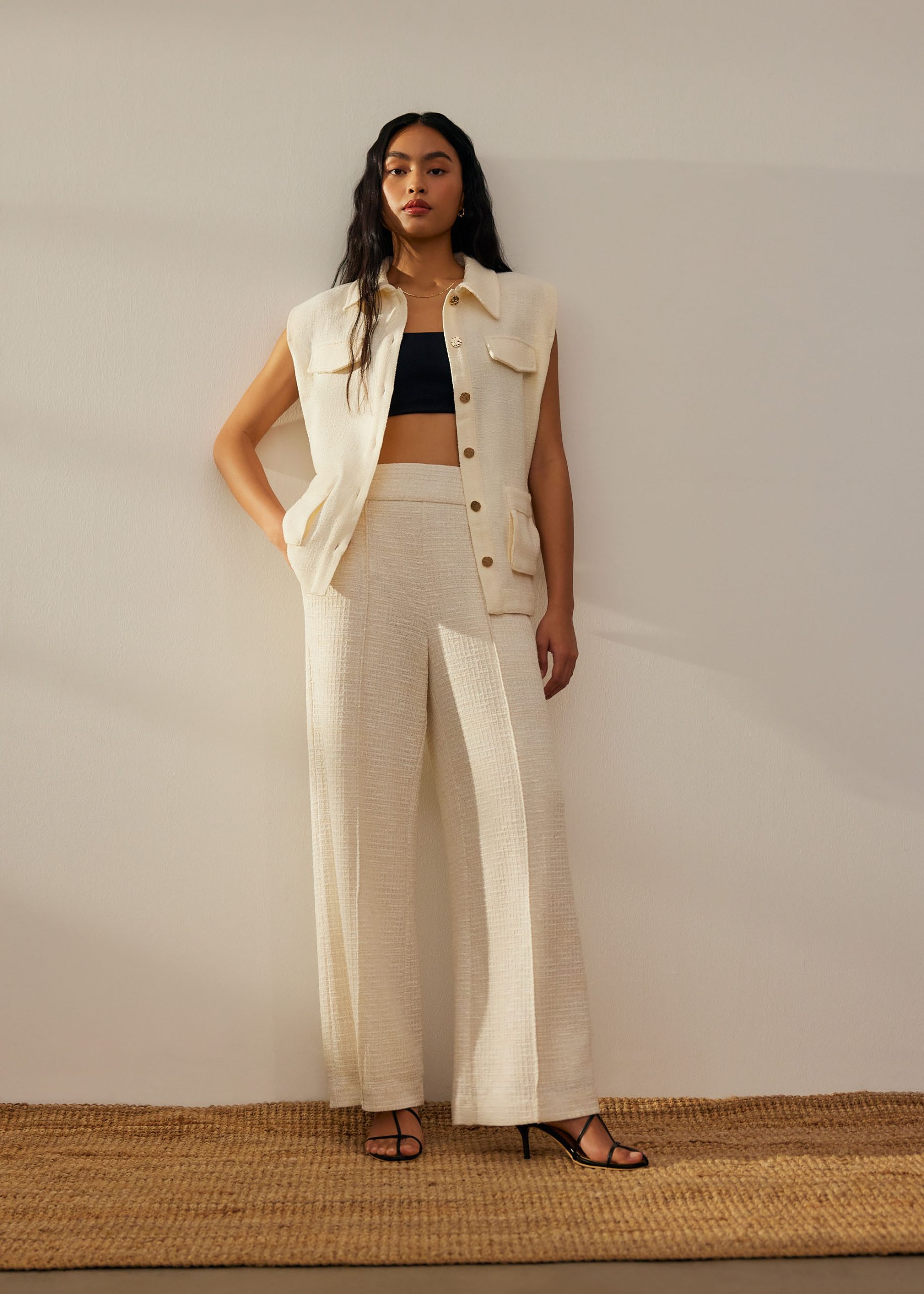 Leggy??Tweed High Waist Wide Leg Pants - Image 4