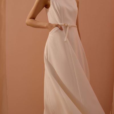 Ling Belted Boat Neck Fit & Flare Midaxi Dress