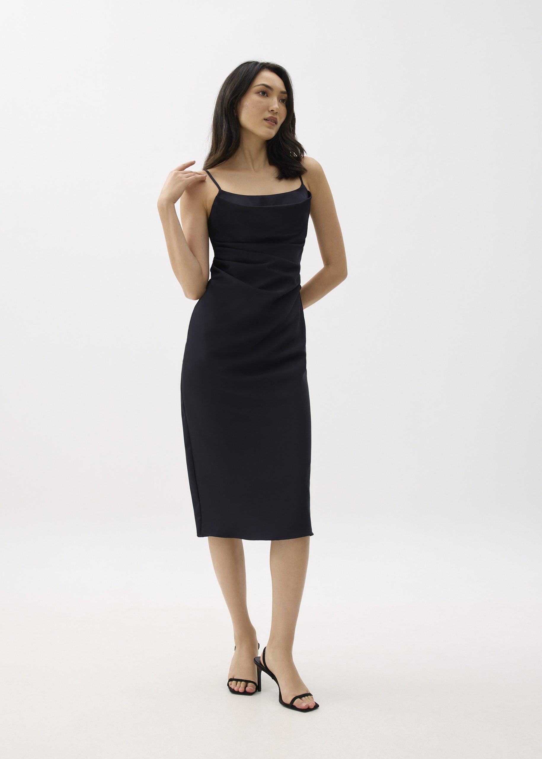 BraFree by LB Esme Satin Column Drape Midi Dress - Image 4