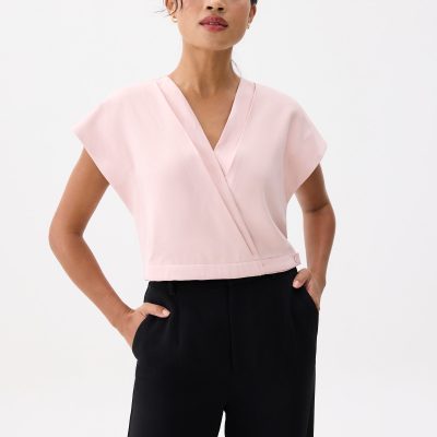 Cropped V-neck Wrap Top