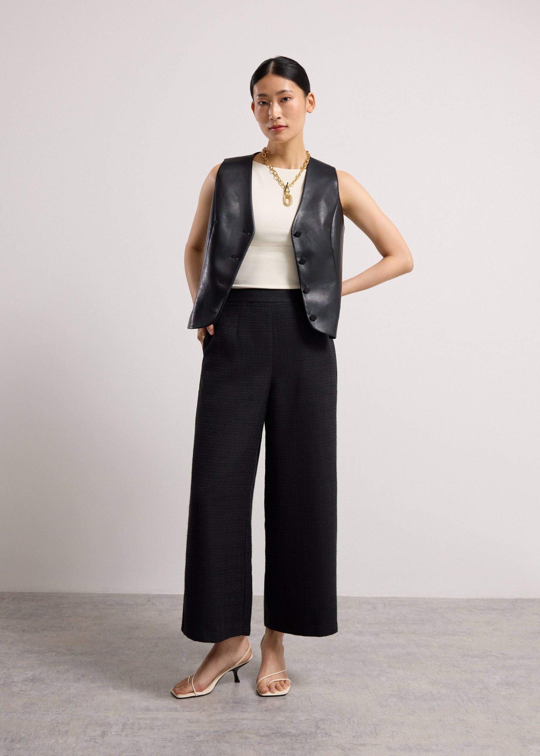 Lia Tweed High Waist Wide Leg Culottes - Image 3